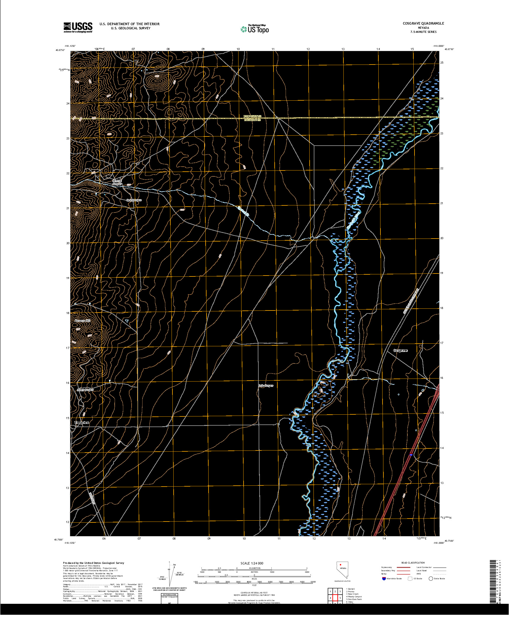 US TOPO 7.5-MINUTE MAP FOR COSGRAVE, NV