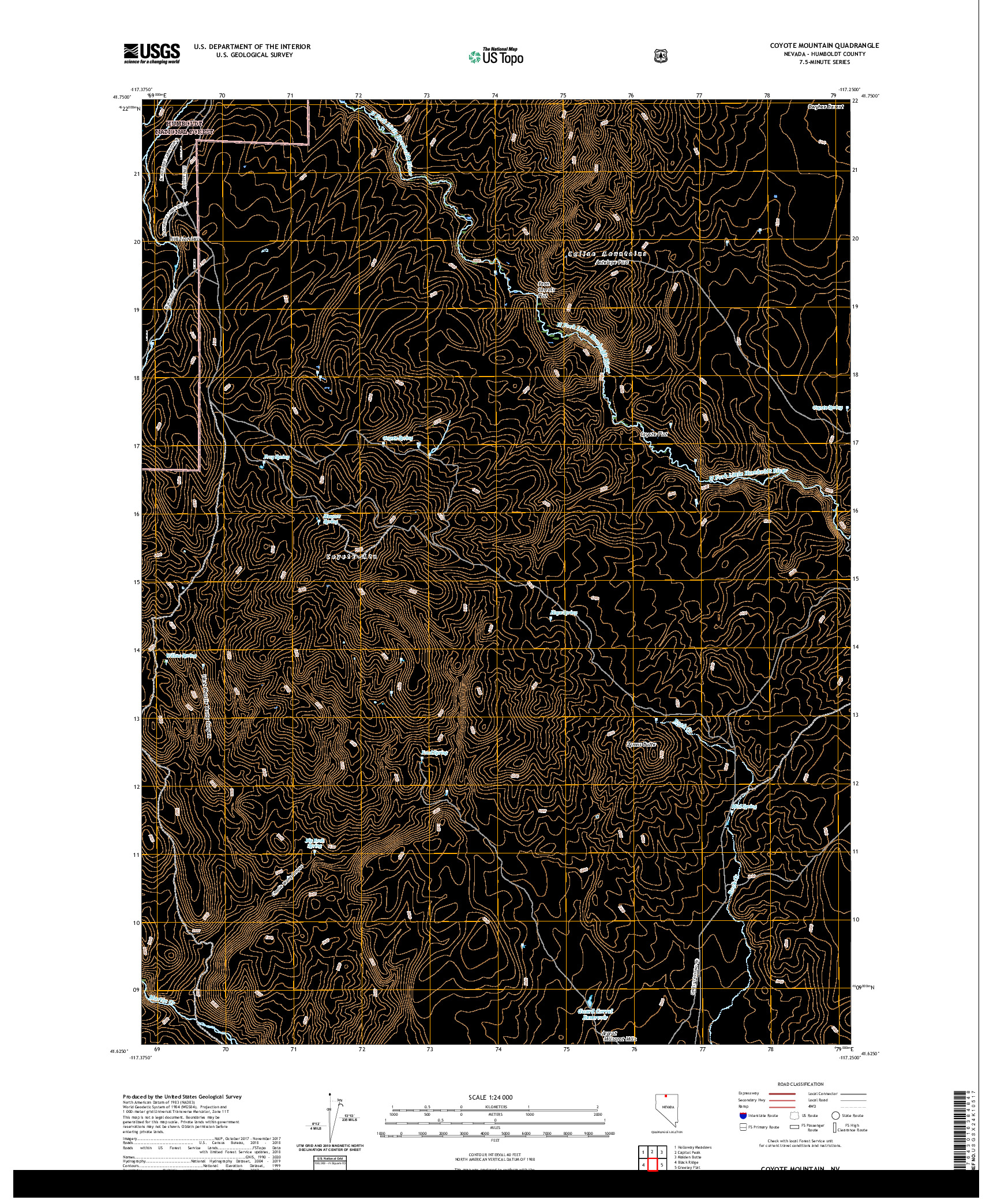 US TOPO 7.5-MINUTE MAP FOR COYOTE MOUNTAIN, NV