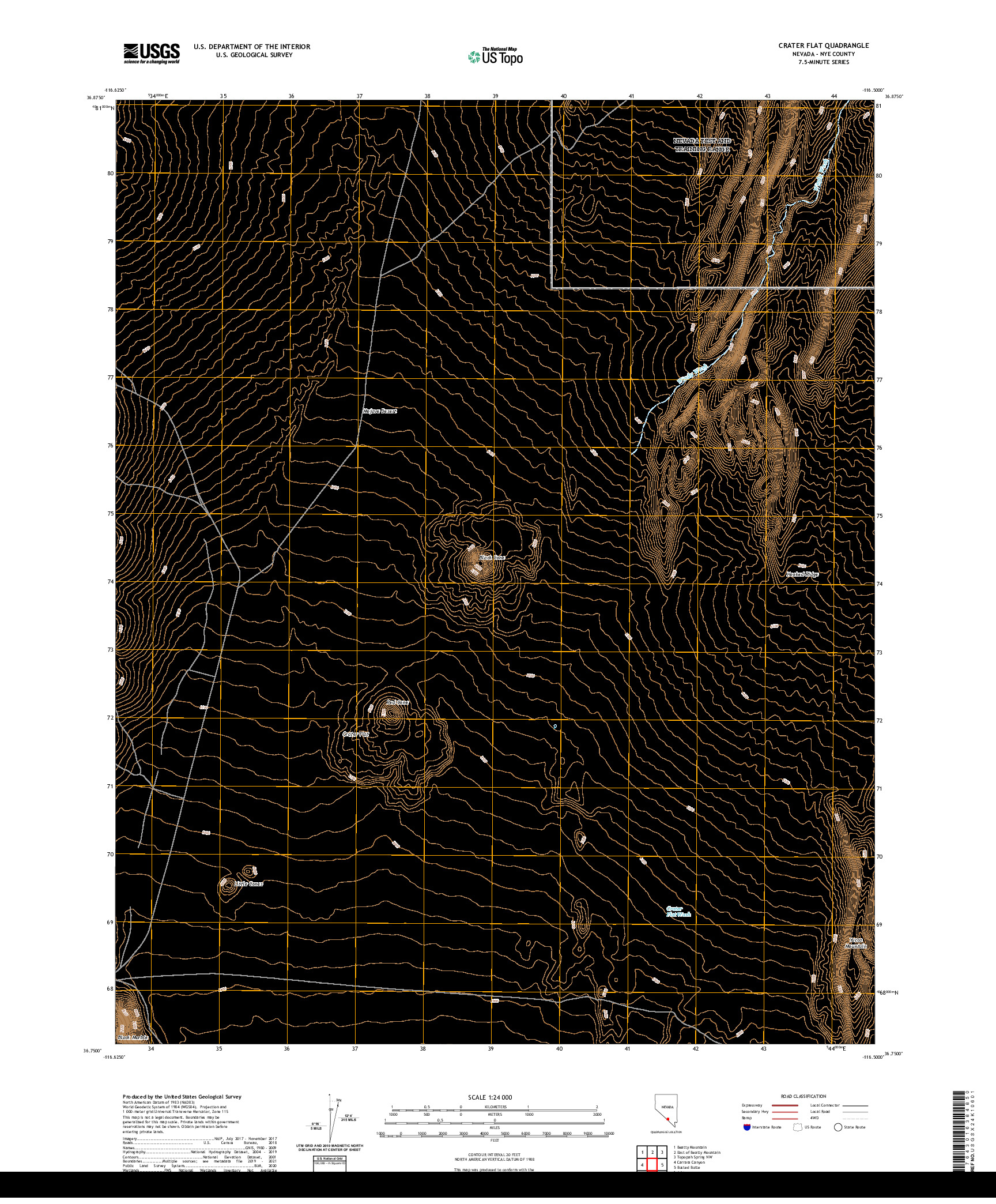 US TOPO 7.5-MINUTE MAP FOR CRATER FLAT, NV