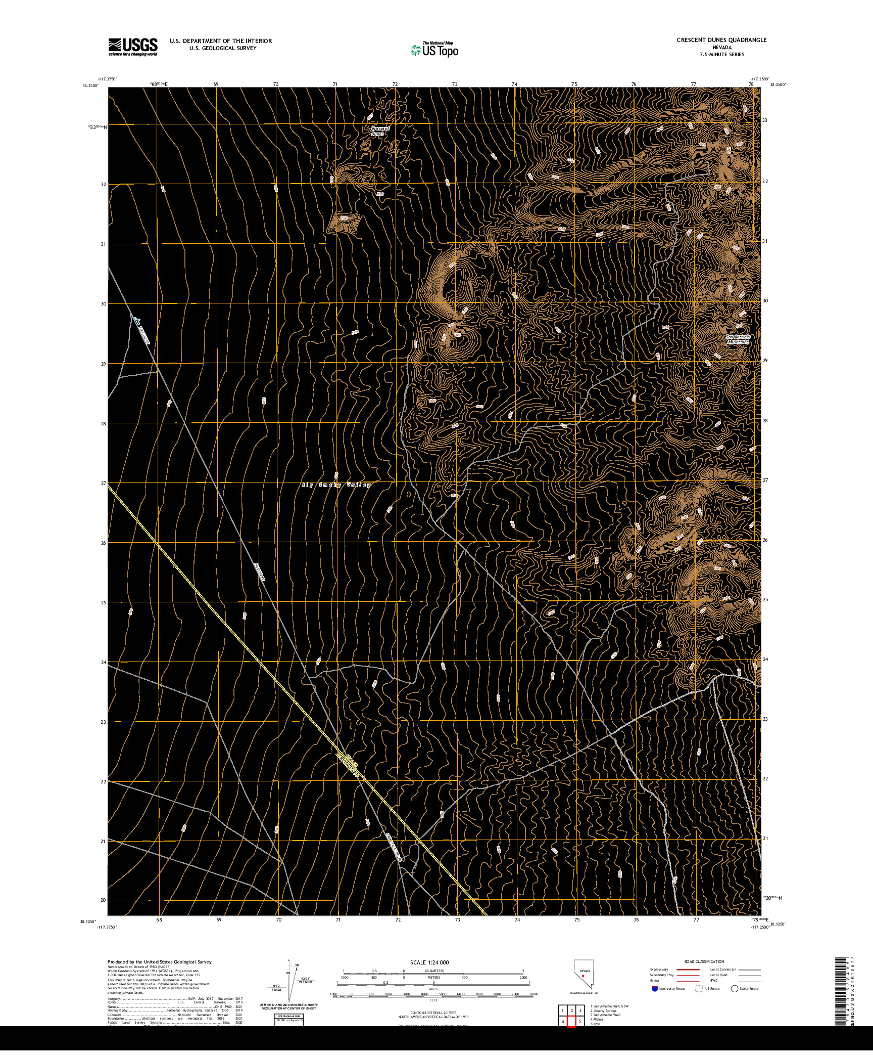 US TOPO 7.5-MINUTE MAP FOR CRESCENT DUNES, NV