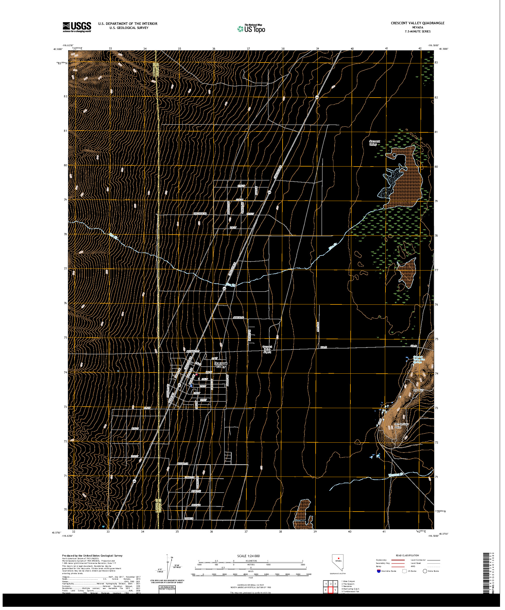 US TOPO 7.5-MINUTE MAP FOR CRESCENT VALLEY, NV