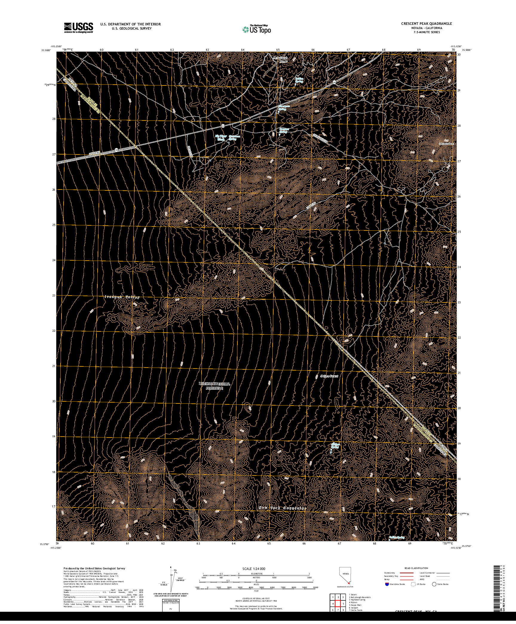 US TOPO 7.5-MINUTE MAP FOR CRESCENT PEAK, NV,CA