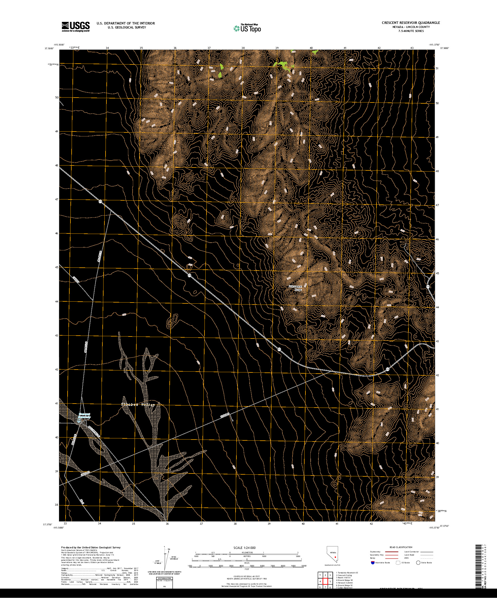 US TOPO 7.5-MINUTE MAP FOR CRESCENT RESERVOIR, NV