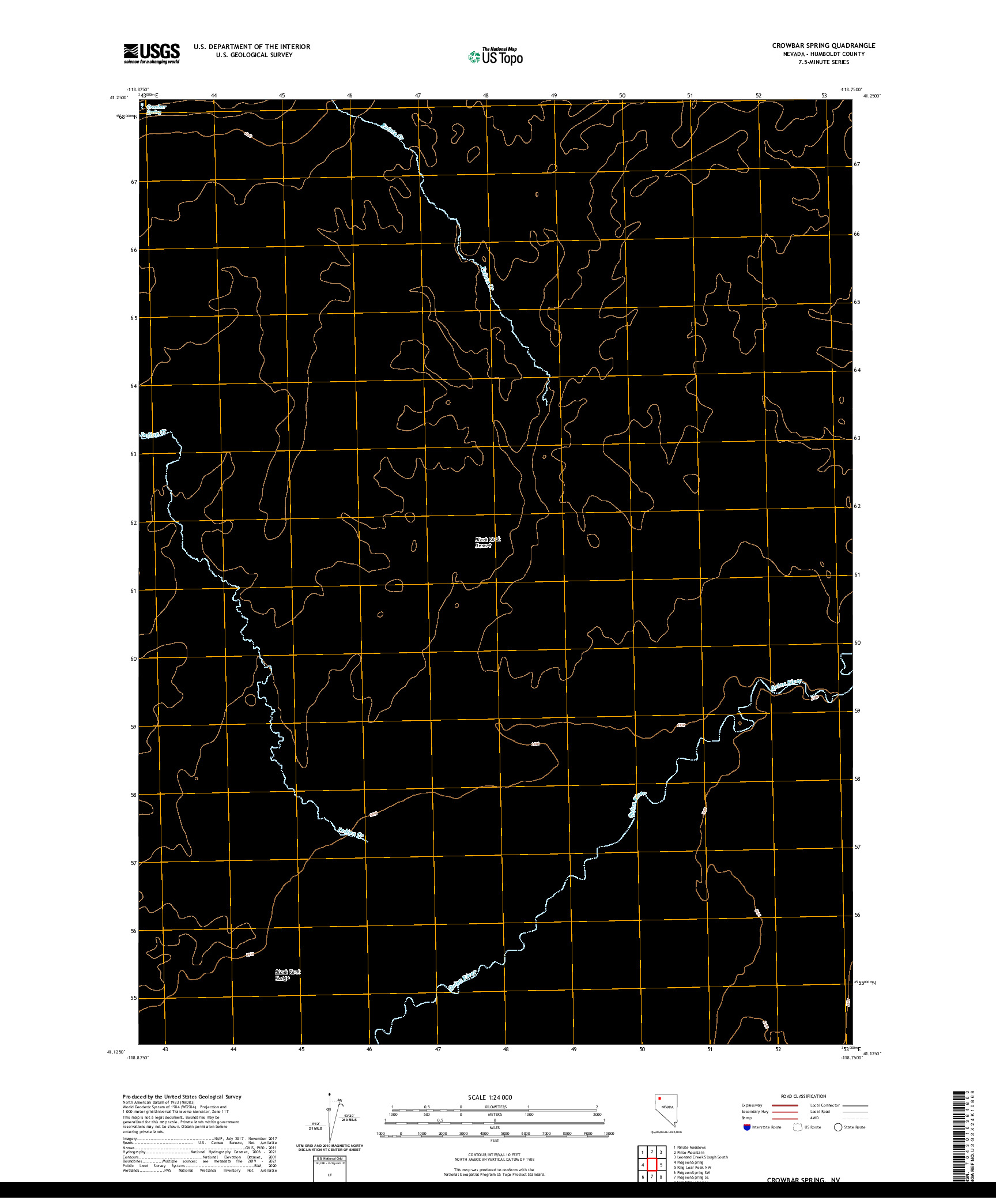 US TOPO 7.5-MINUTE MAP FOR CROWBAR SPRING, NV