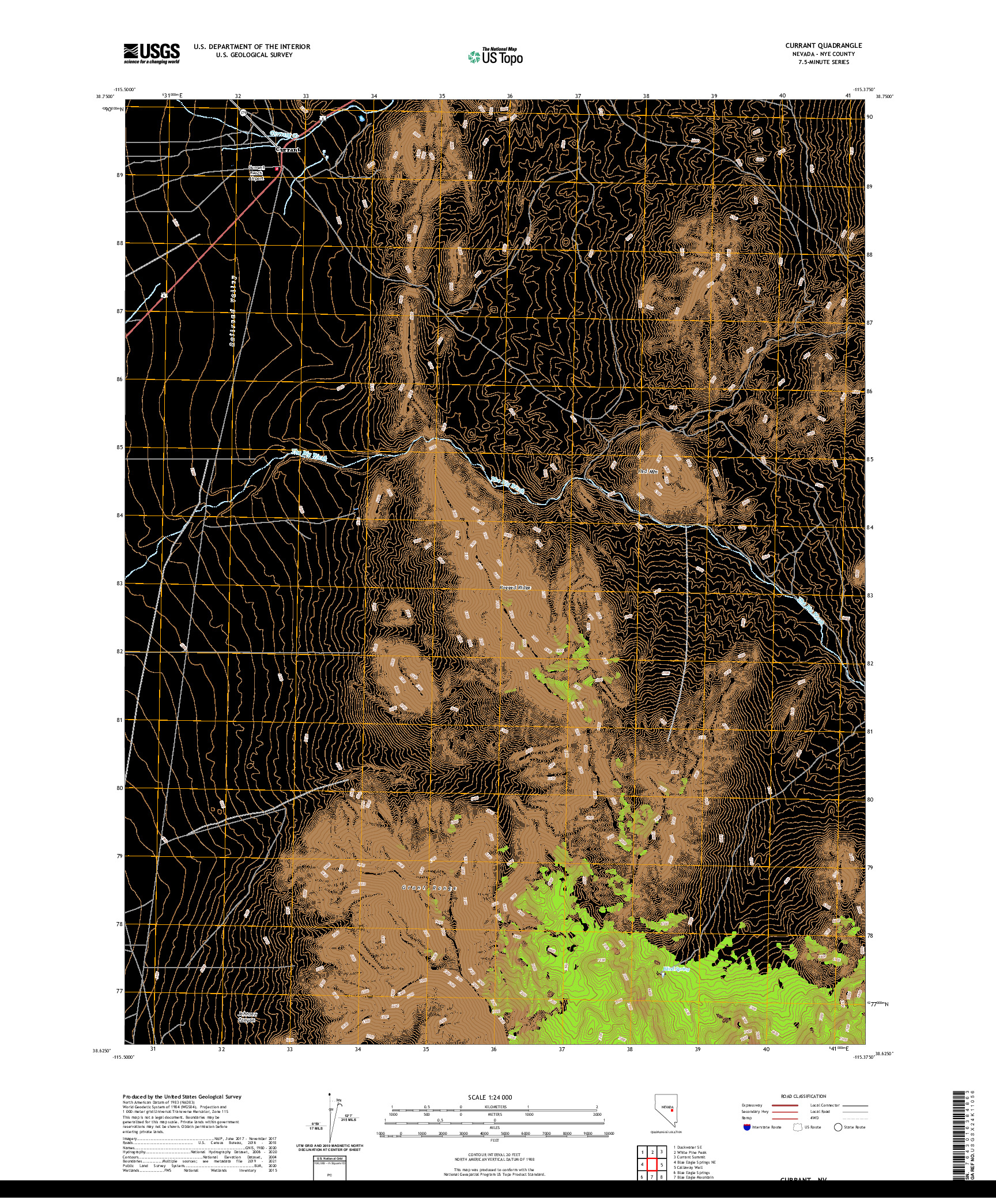 US TOPO 7.5-MINUTE MAP FOR CURRANT, NV