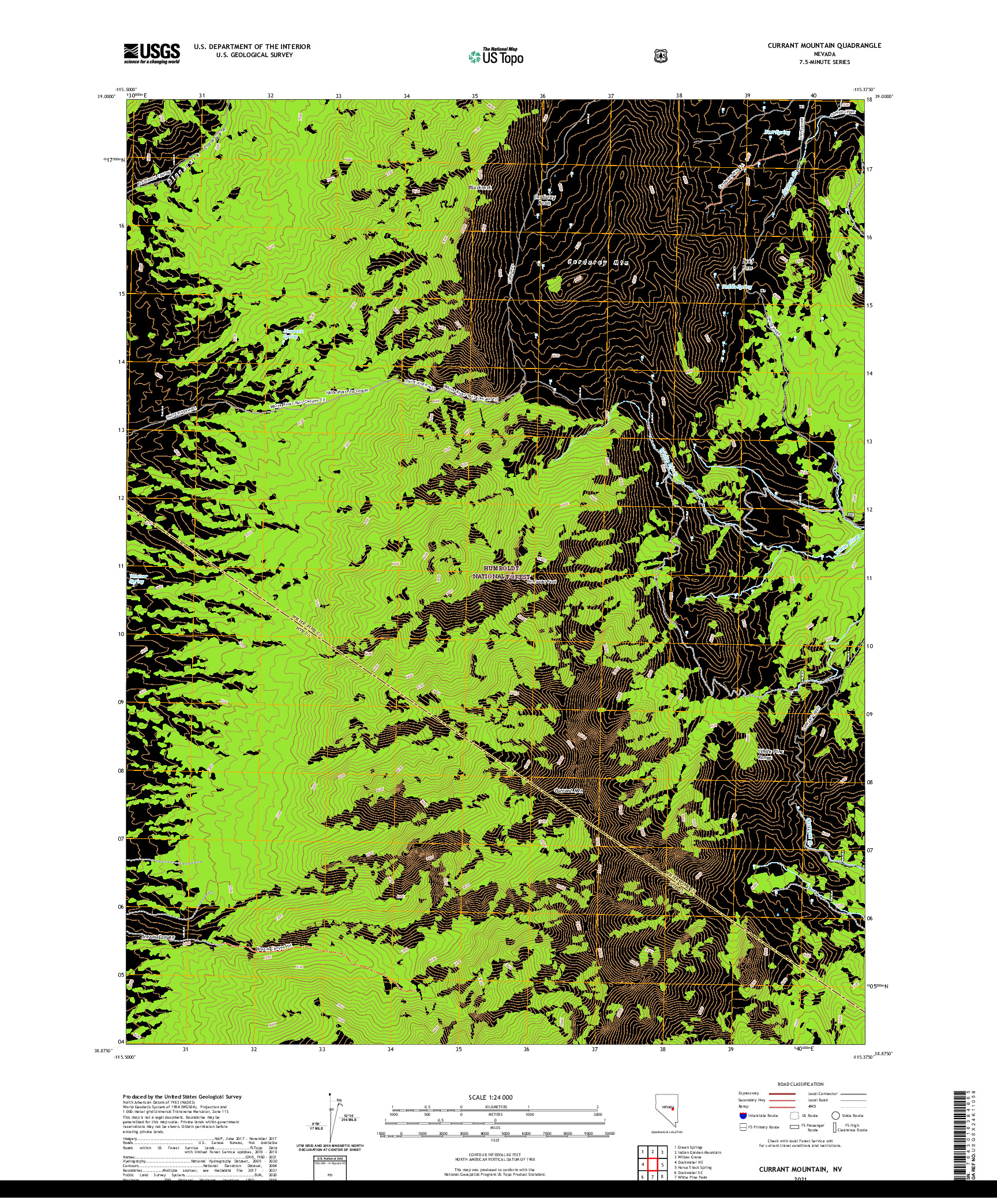 US TOPO 7.5-MINUTE MAP FOR CURRANT MOUNTAIN, NV