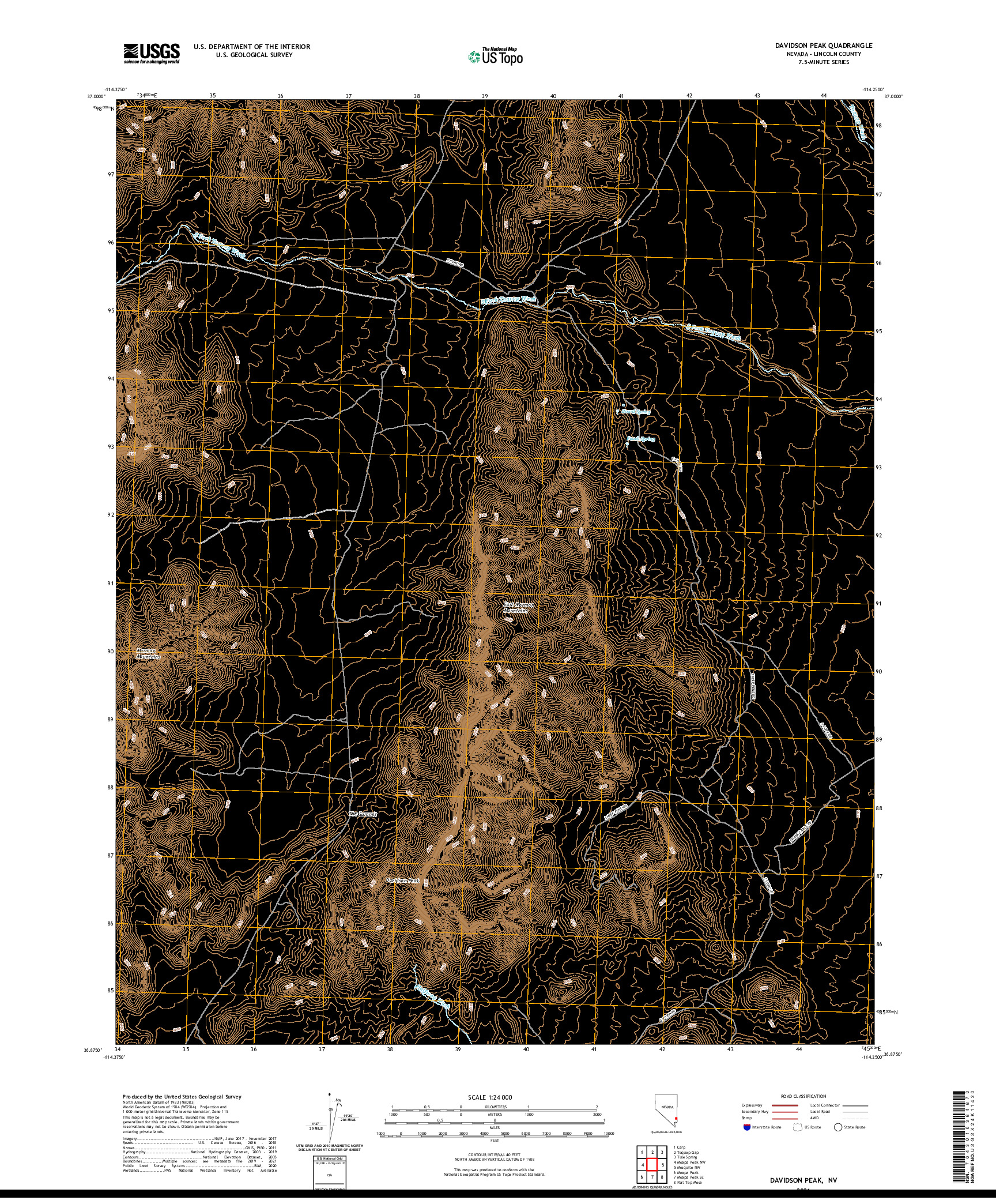 US TOPO 7.5-MINUTE MAP FOR DAVIDSON PEAK, NV