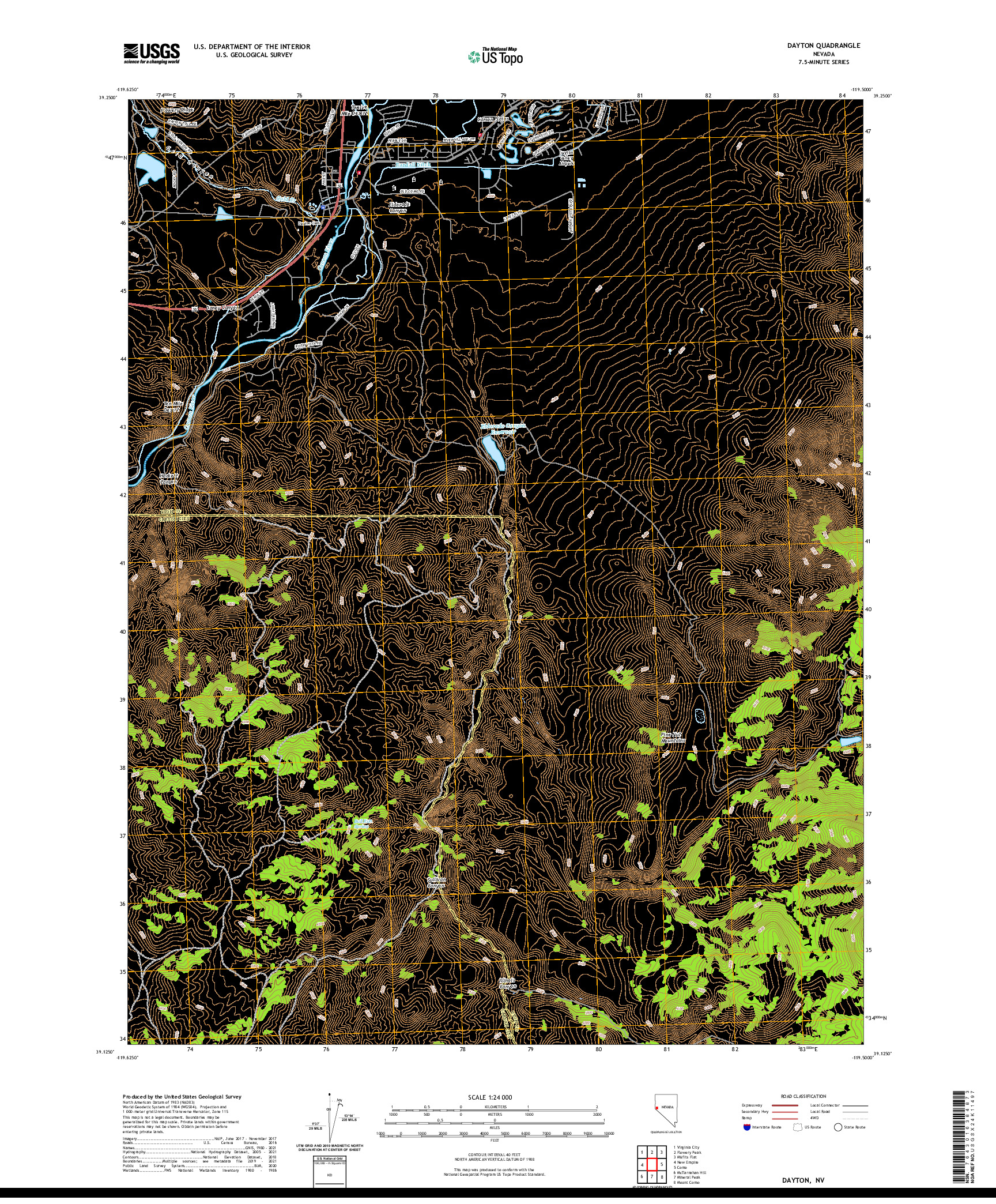 US TOPO 7.5-MINUTE MAP FOR DAYTON, NV