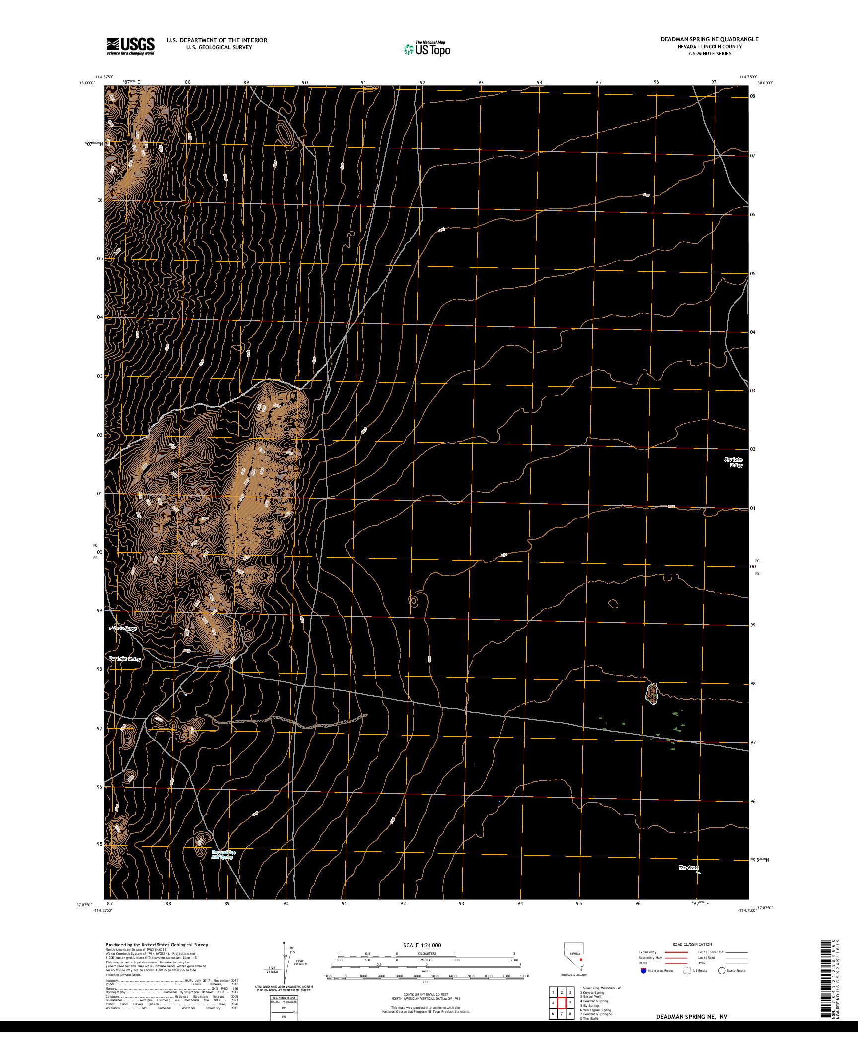 US TOPO 7.5-MINUTE MAP FOR DEADMAN SPRING NE, NV