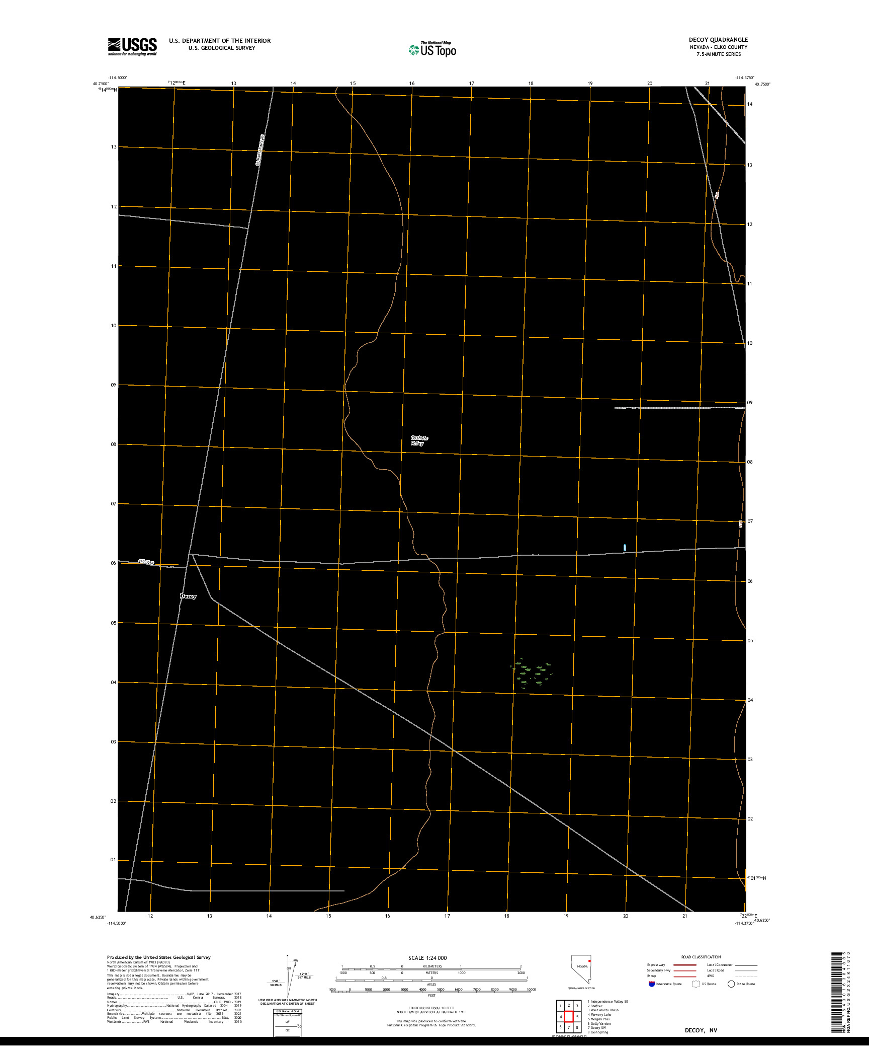 US TOPO 7.5-MINUTE MAP FOR DECOY, NV
