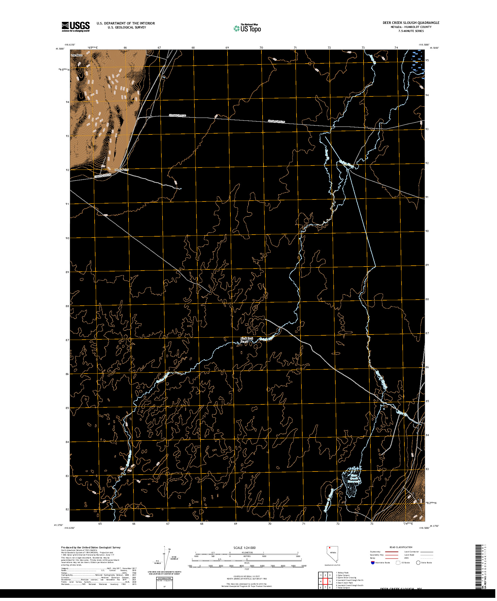 US TOPO 7.5-MINUTE MAP FOR DEER CREEK SLOUGH, NV