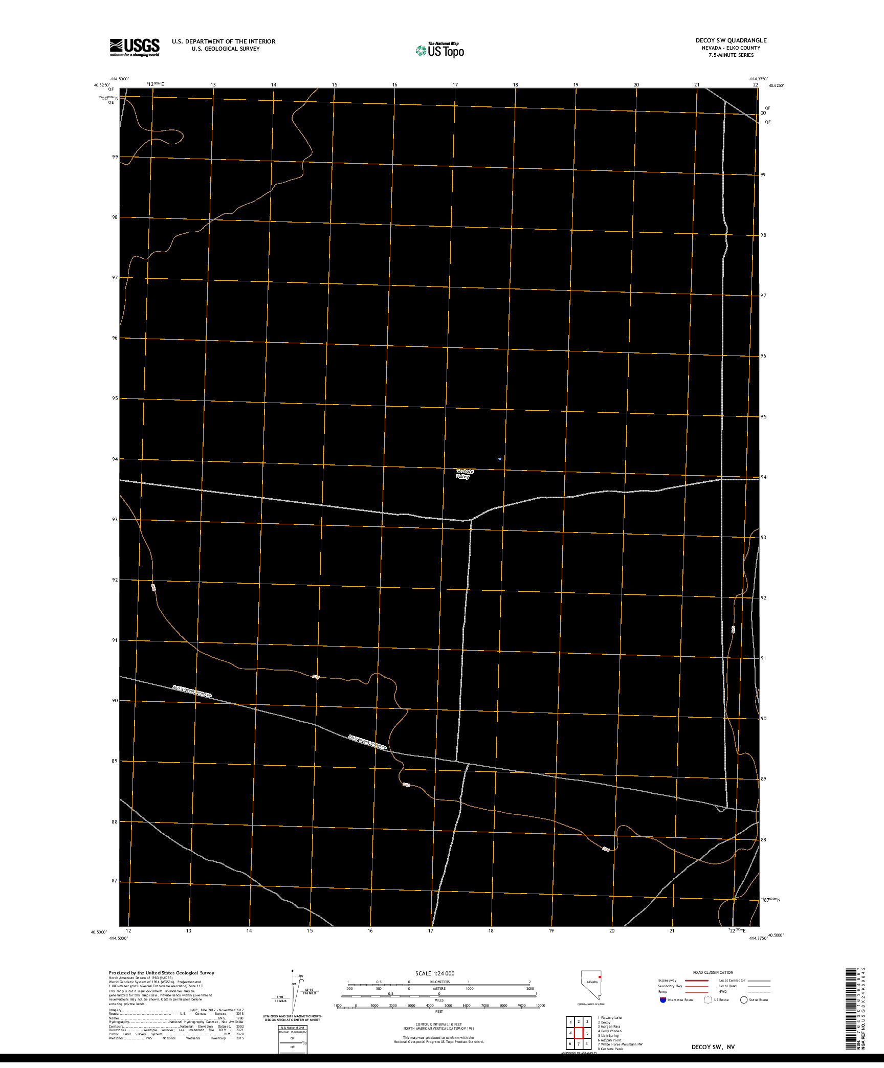 US TOPO 7.5-MINUTE MAP FOR DECOY SW, NV