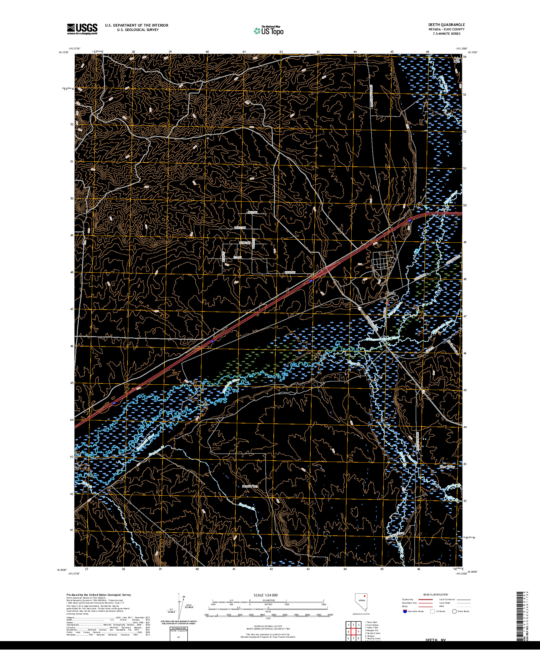 US TOPO 7.5-MINUTE MAP FOR DEETH, NV