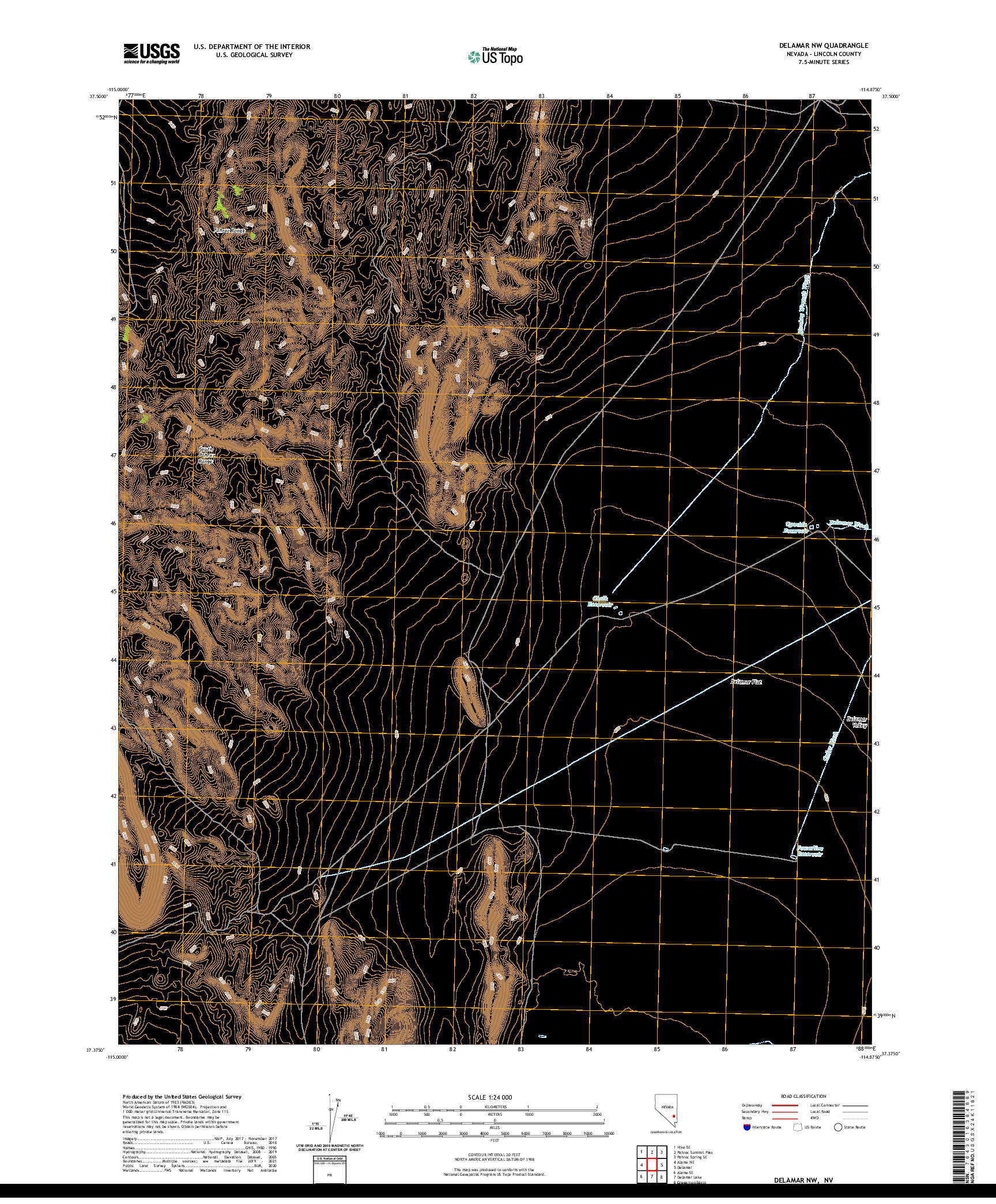 US TOPO 7.5-MINUTE MAP FOR DELAMAR NW, NV