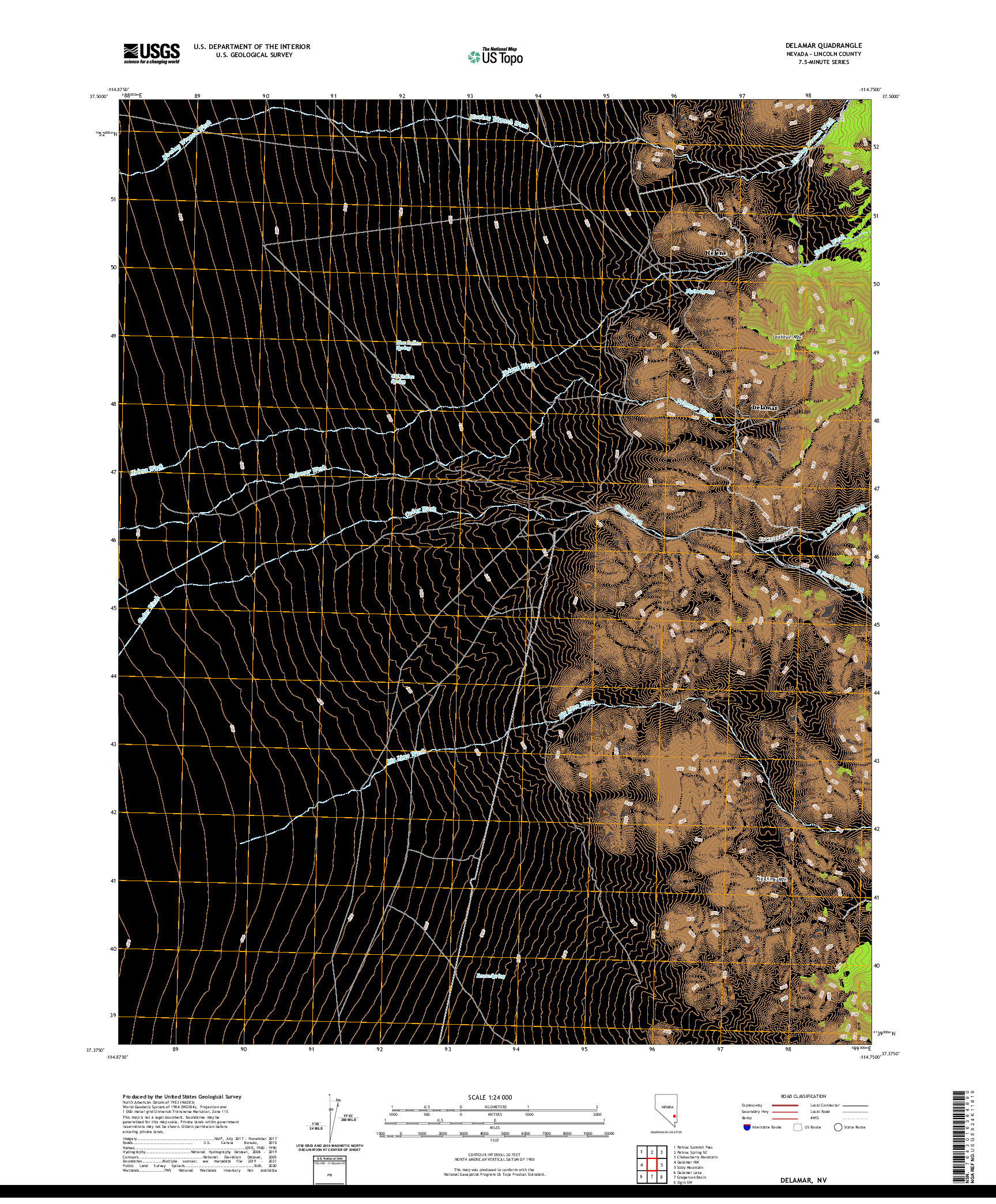 US TOPO 7.5-MINUTE MAP FOR DELAMAR, NV