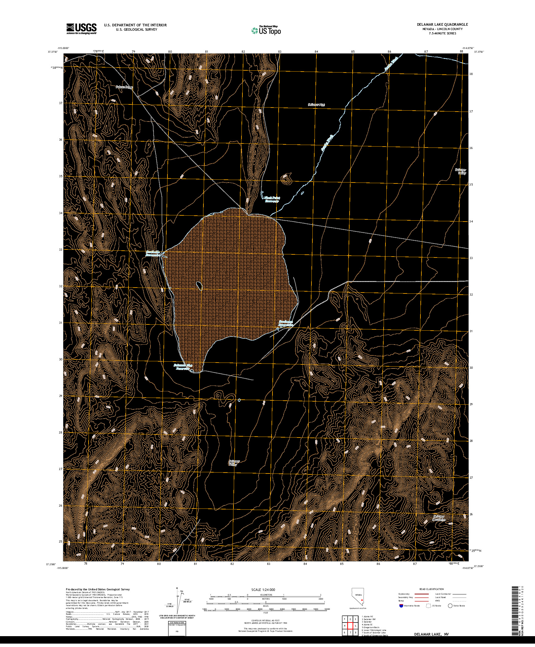US TOPO 7.5-MINUTE MAP FOR DELAMAR LAKE, NV