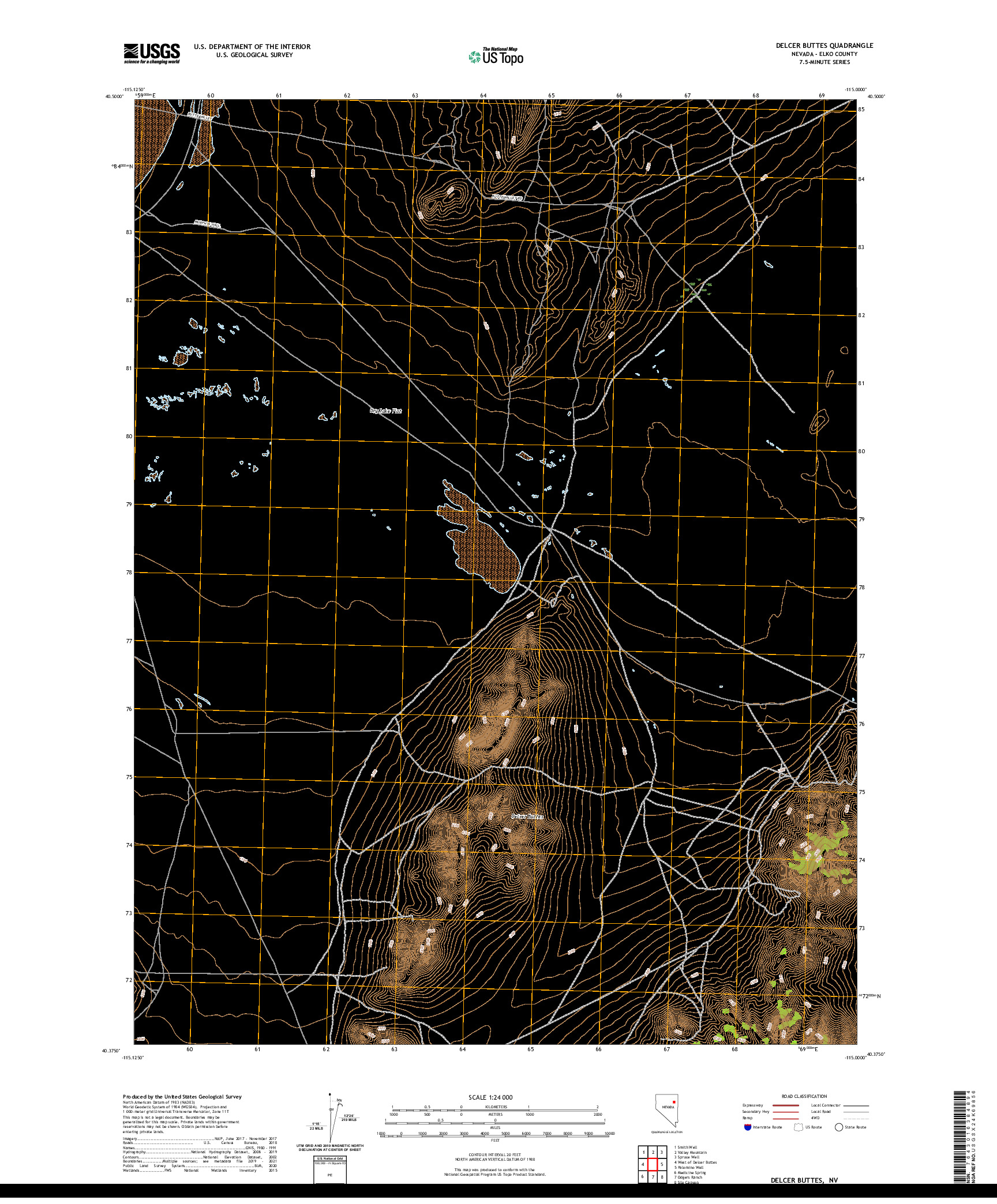 US TOPO 7.5-MINUTE MAP FOR DELCER BUTTES, NV