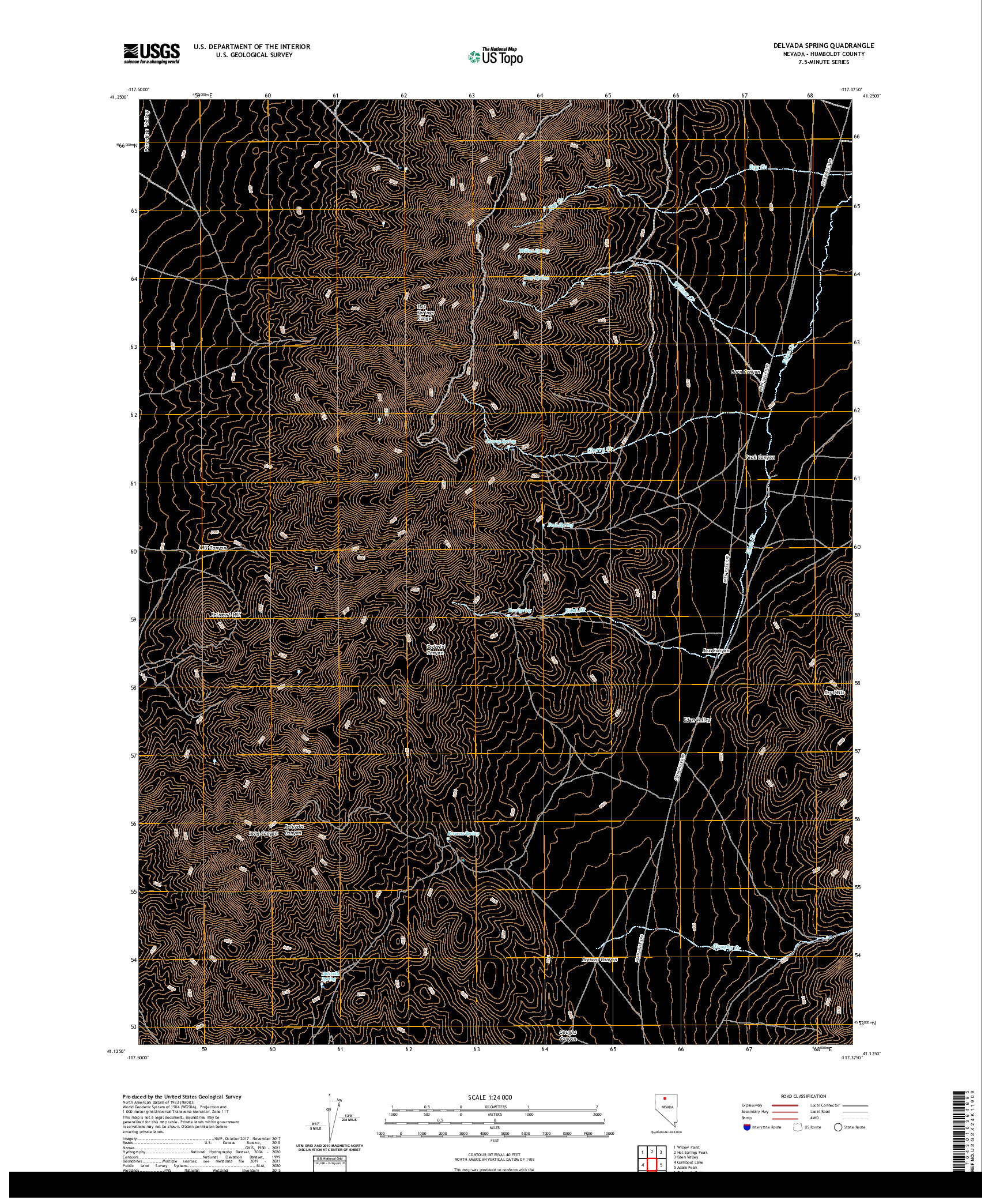 US TOPO 7.5-MINUTE MAP FOR DELVADA SPRING, NV