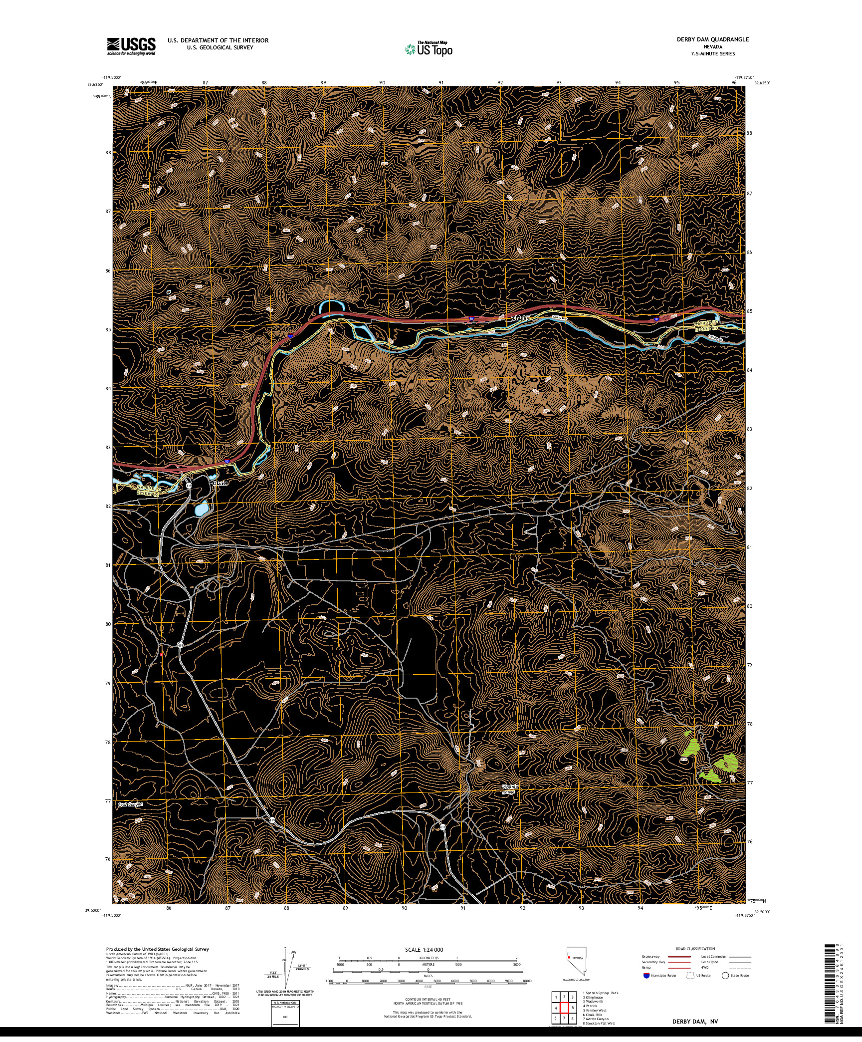 US TOPO 7.5-MINUTE MAP FOR DERBY DAM, NV