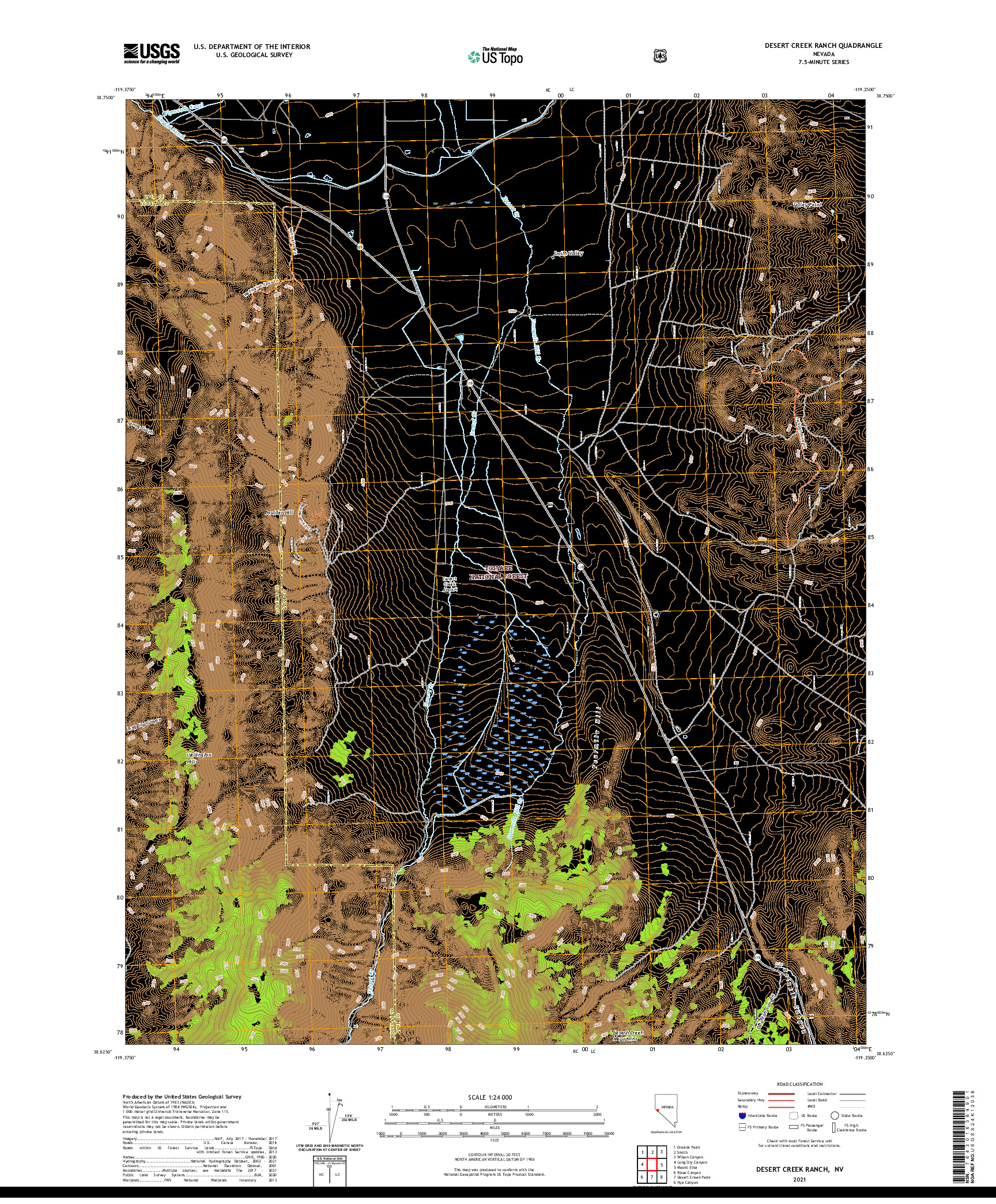 US TOPO 7.5-MINUTE MAP FOR DESERT CREEK RANCH, NV