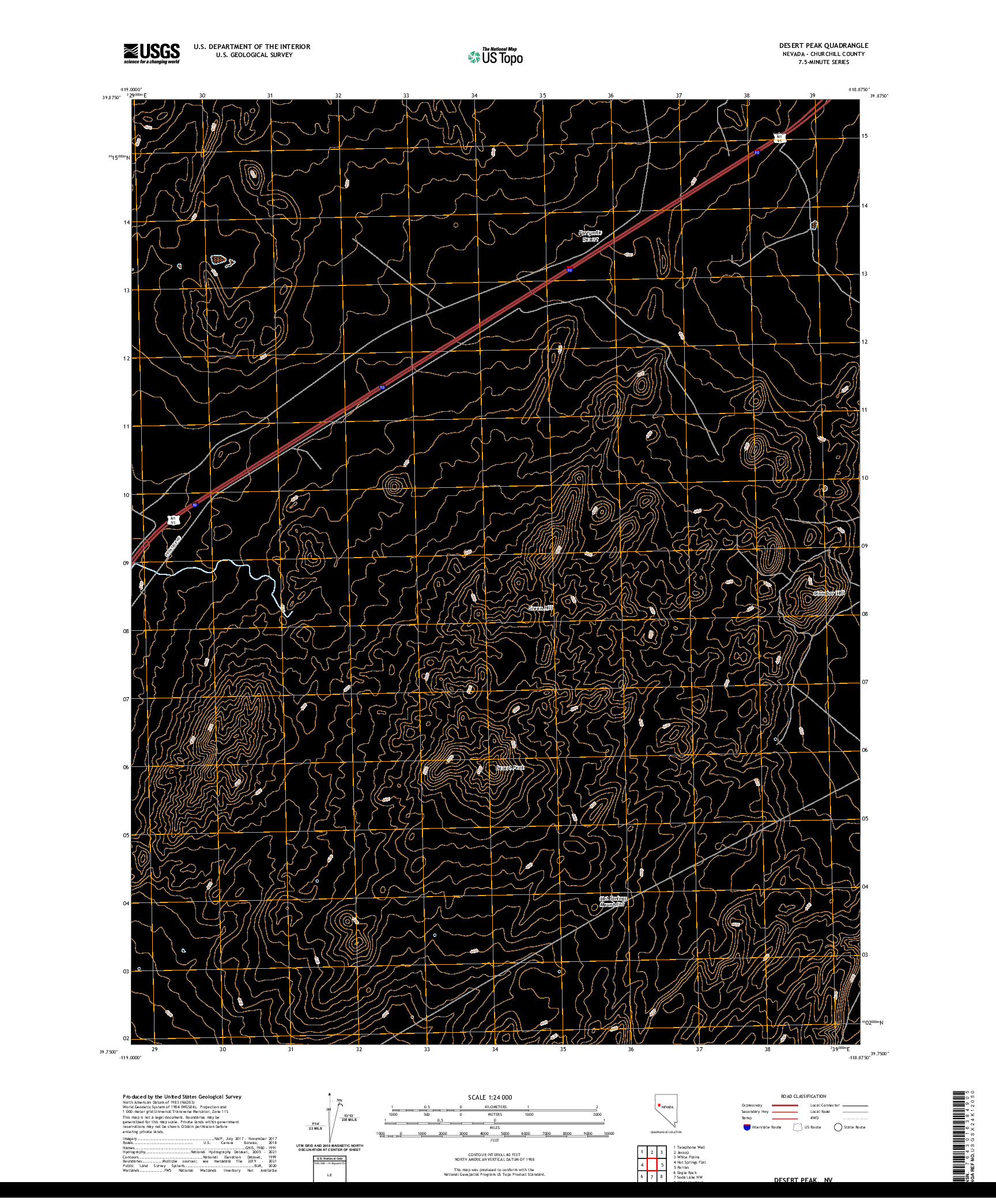 US TOPO 7.5-MINUTE MAP FOR DESERT PEAK, NV