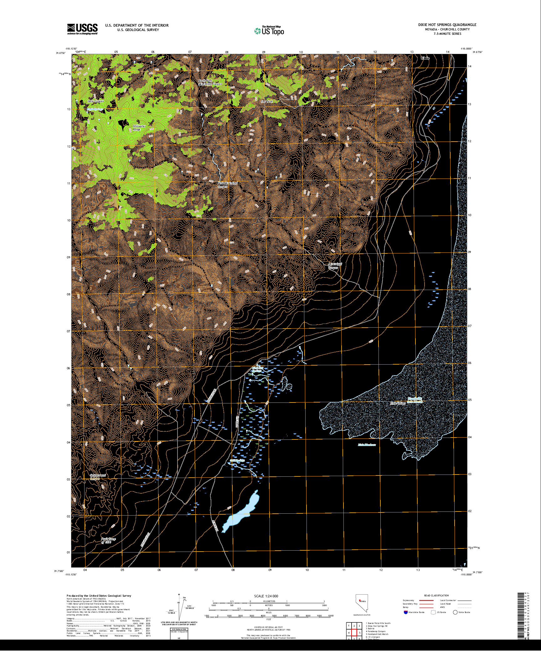 US TOPO 7.5-MINUTE MAP FOR DIXIE HOT SPRINGS, NV