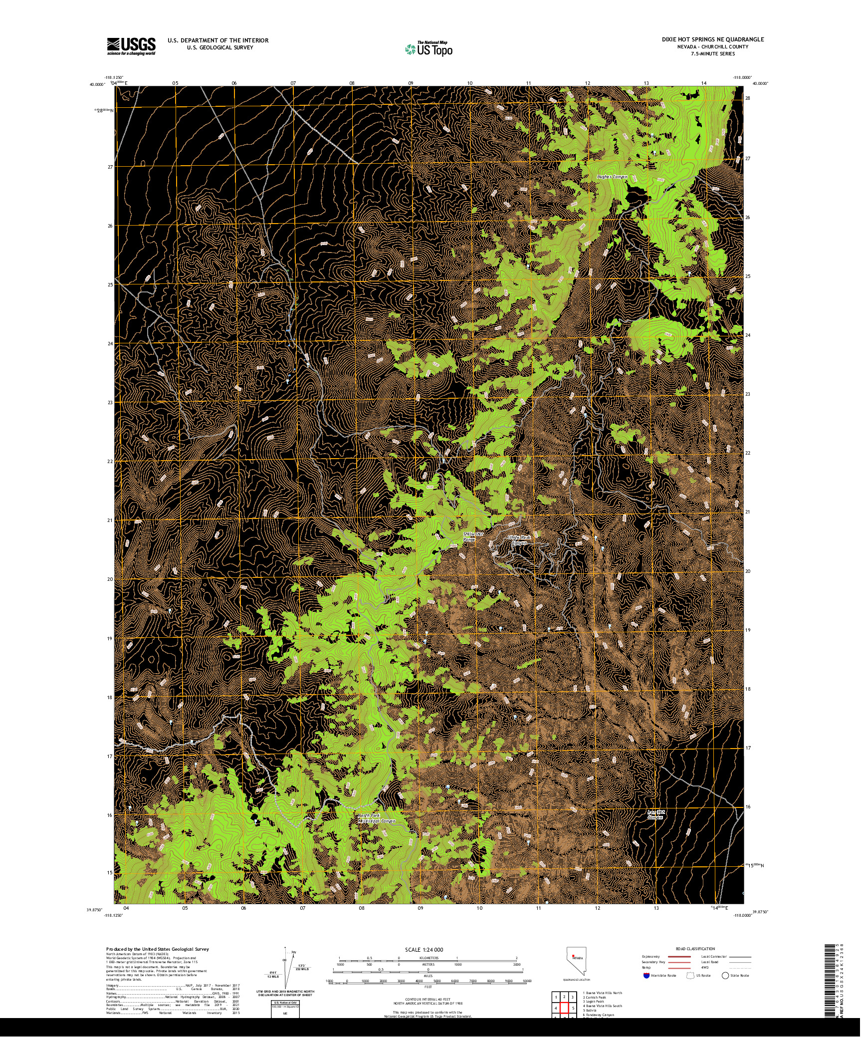 US TOPO 7.5-MINUTE MAP FOR DIXIE HOT SPRINGS NE, NV