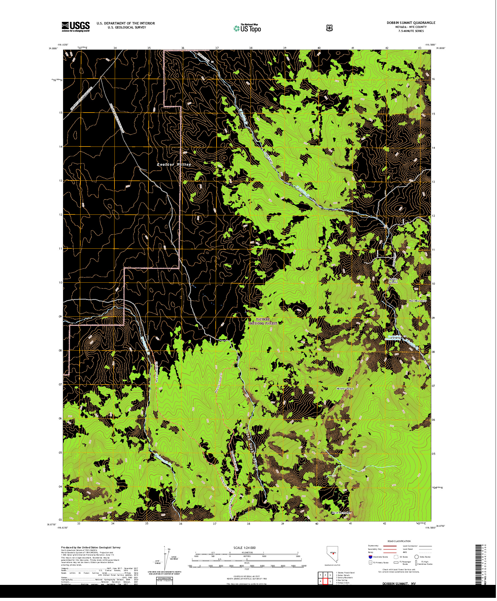 US TOPO 7.5-MINUTE MAP FOR DOBBIN SUMMIT, NV