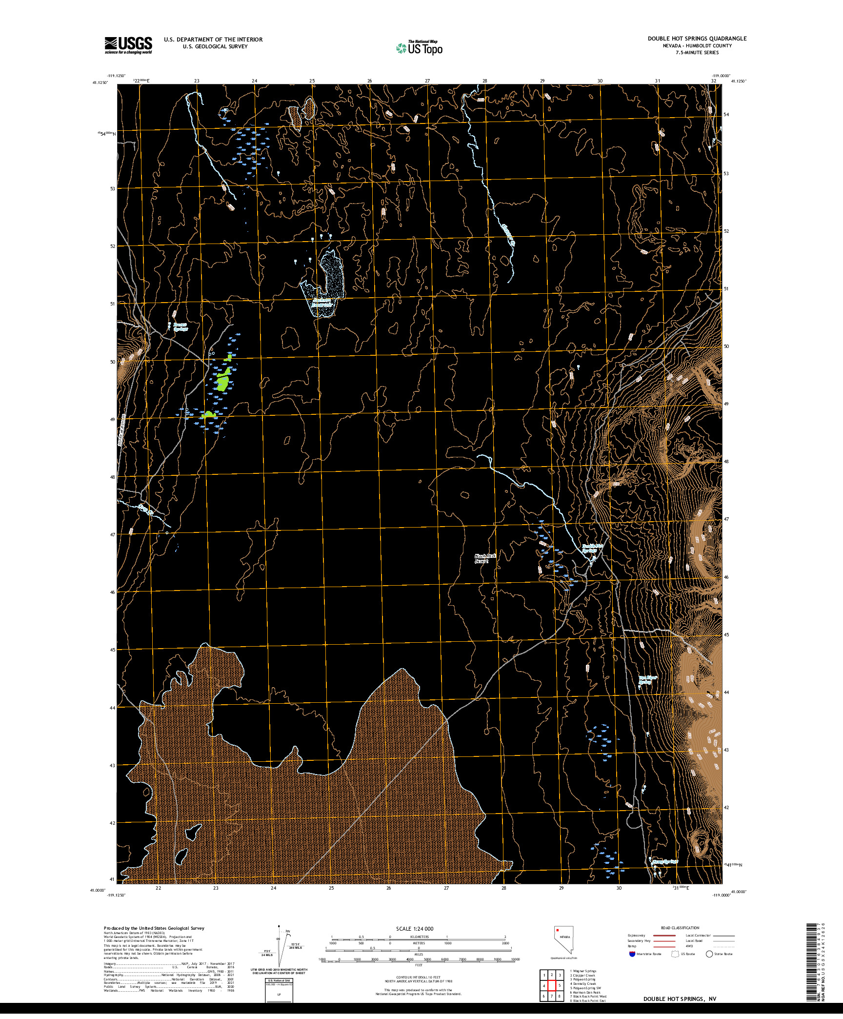 US TOPO 7.5-MINUTE MAP FOR DOUBLE HOT SPRINGS, NV