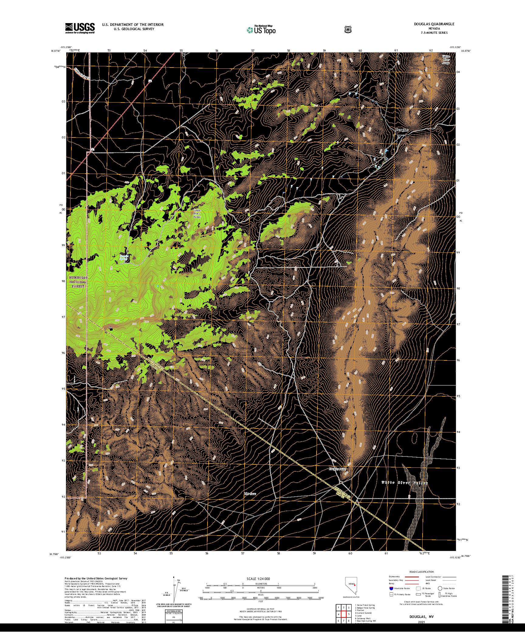 US TOPO 7.5-MINUTE MAP FOR DOUGLAS, NV