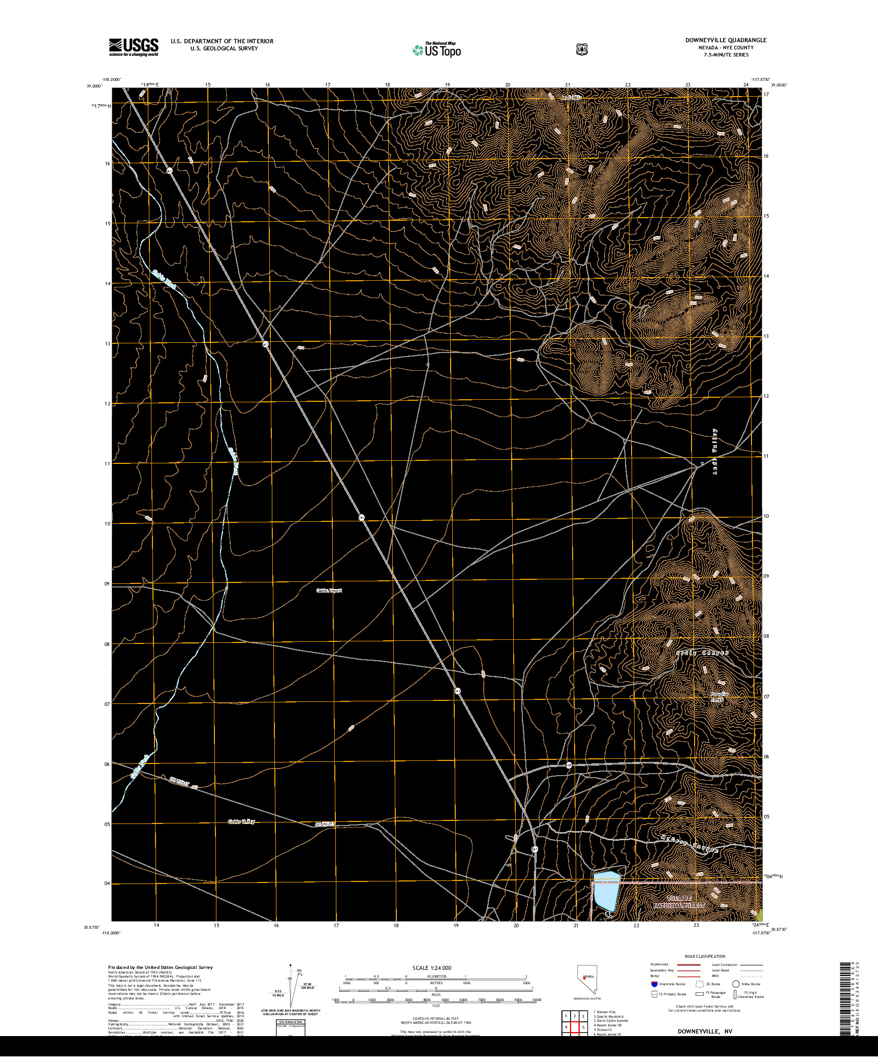 US TOPO 7.5-MINUTE MAP FOR DOWNEYVILLE, NV