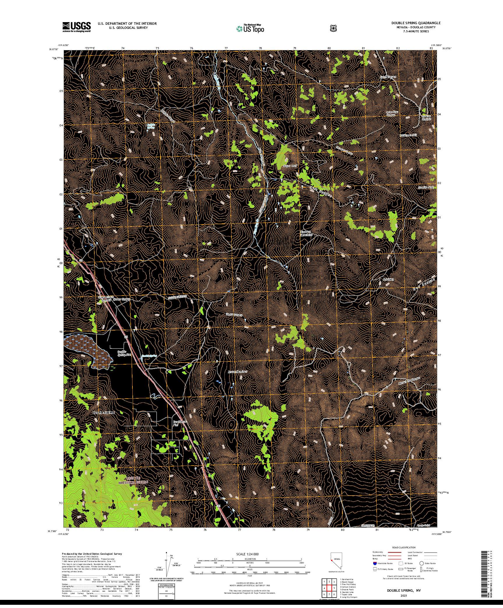 US TOPO 7.5-MINUTE MAP FOR DOUBLE SPRING, NV