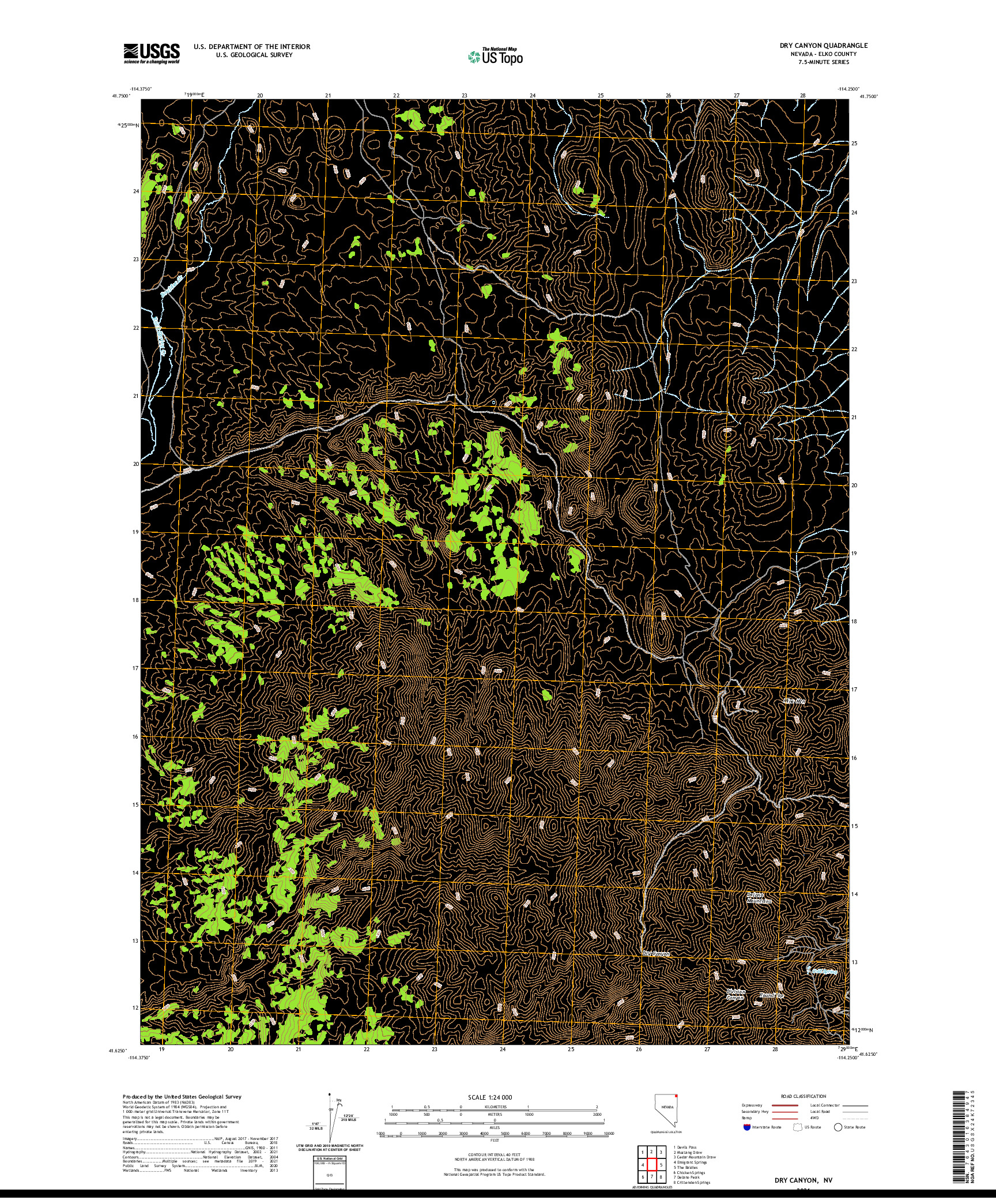 US TOPO 7.5-MINUTE MAP FOR DRY CANYON, NV