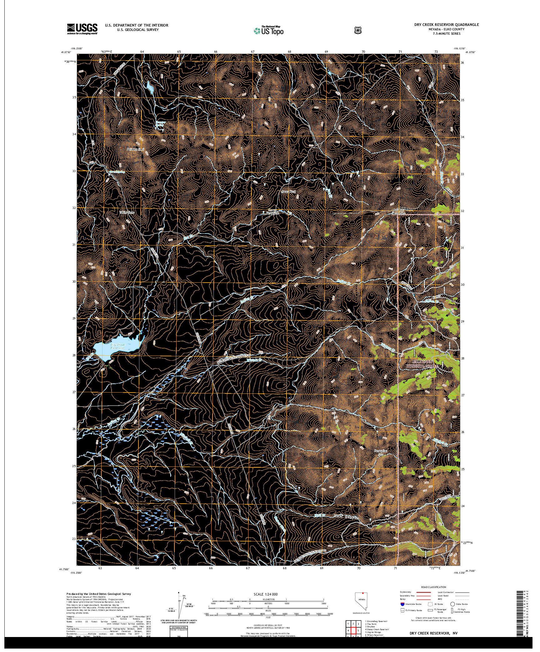 US TOPO 7.5-MINUTE MAP FOR DRY CREEK RESERVOIR, NV