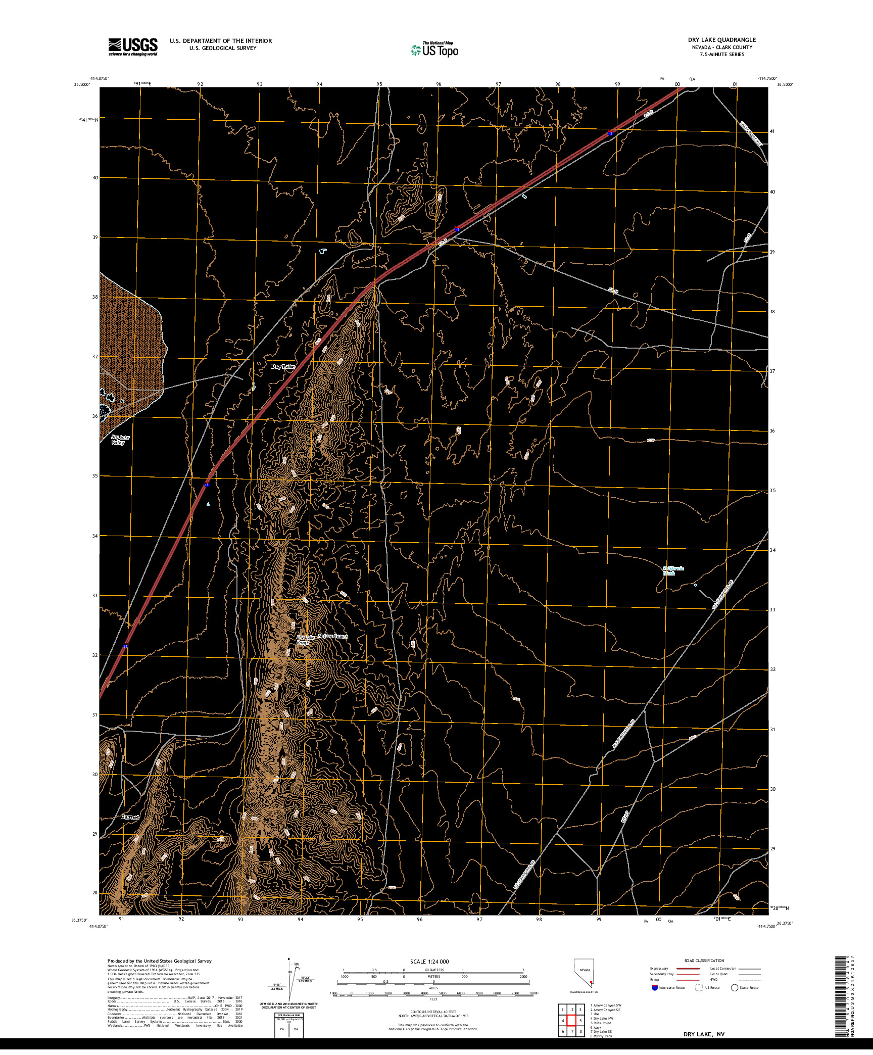 US TOPO 7.5-MINUTE MAP FOR DRY LAKE, NV