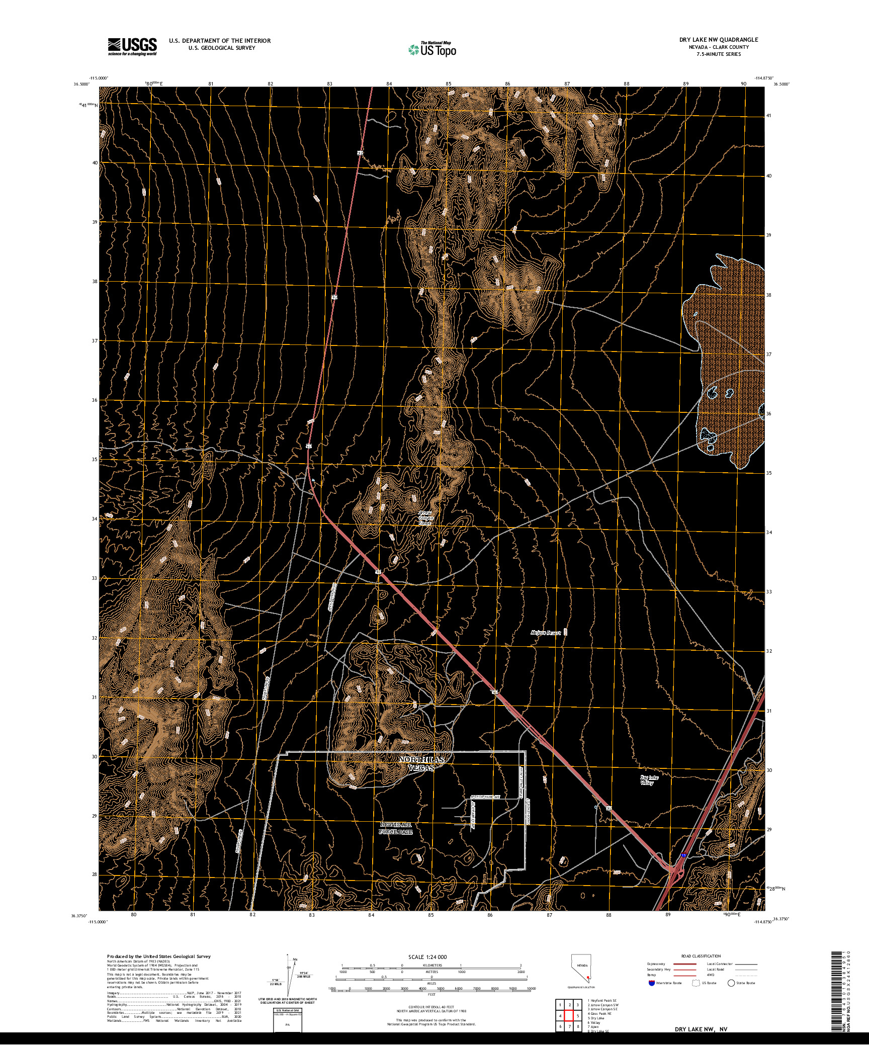 US TOPO 7.5-MINUTE MAP FOR DRY LAKE NW, NV
