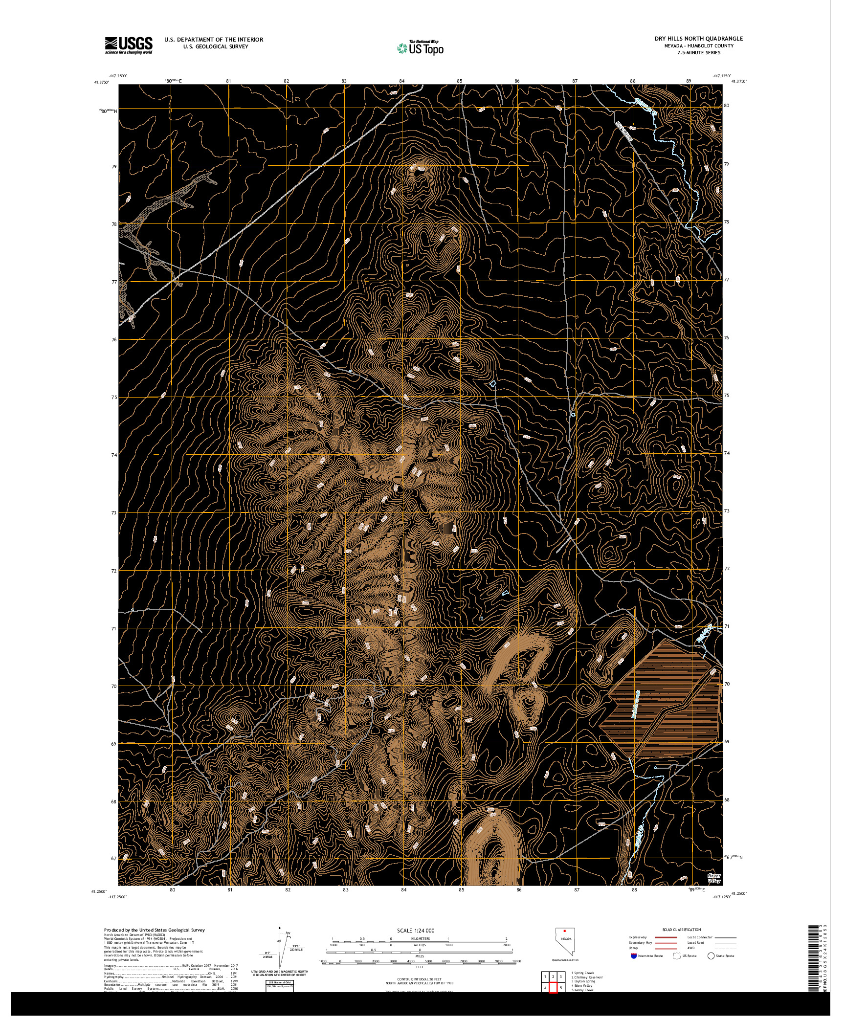 US TOPO 7.5-MINUTE MAP FOR DRY HILLS NORTH, NV