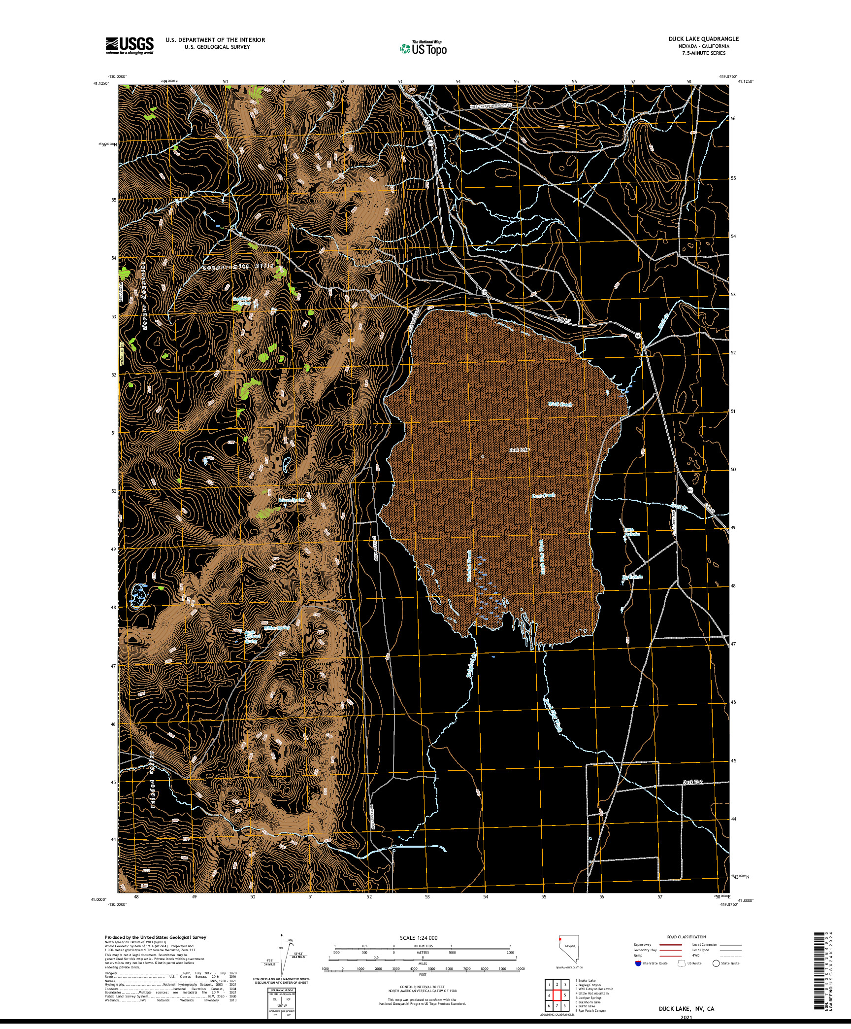 US TOPO 7.5-MINUTE MAP FOR DUCK LAKE, NV,CA