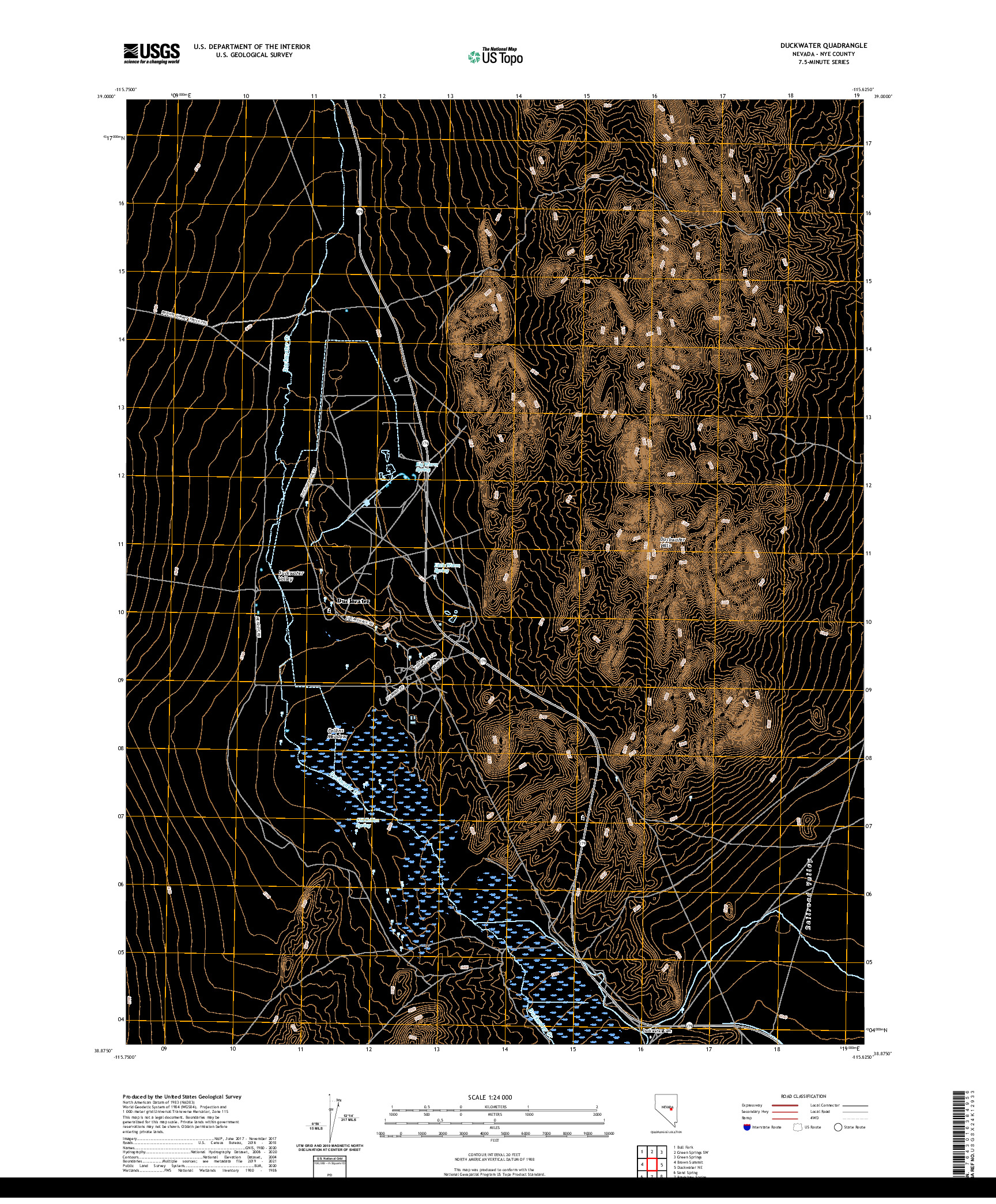 US TOPO 7.5-MINUTE MAP FOR DUCKWATER, NV