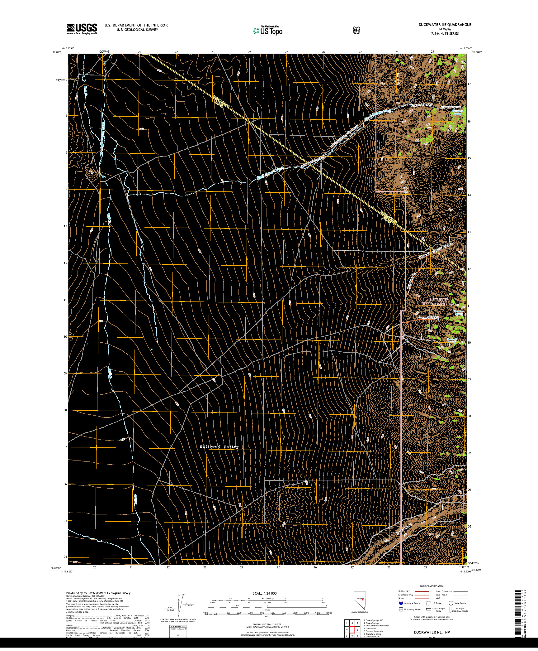 US TOPO 7.5-MINUTE MAP FOR DUCKWATER NE, NV