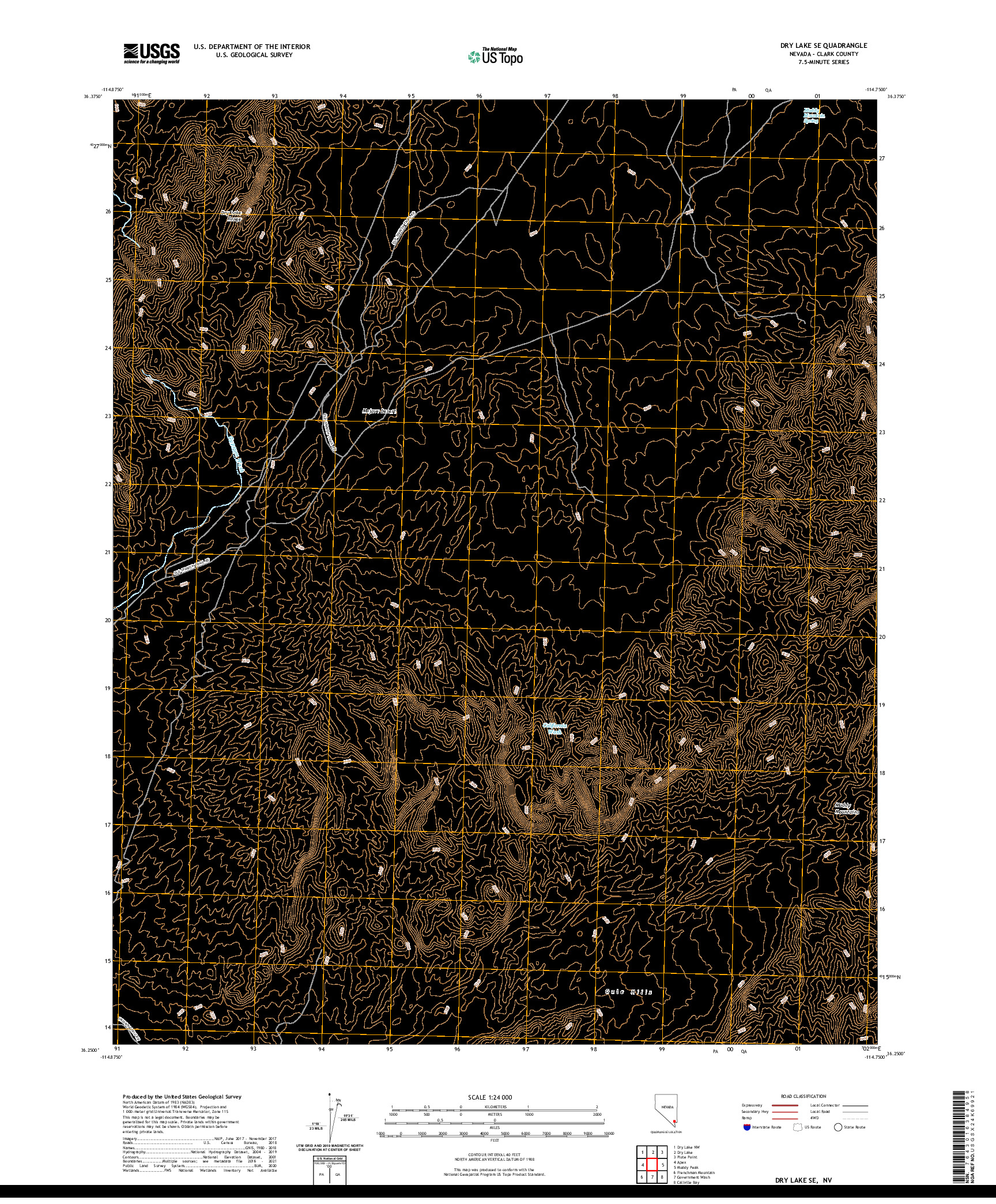 US TOPO 7.5-MINUTE MAP FOR DRY LAKE SE, NV