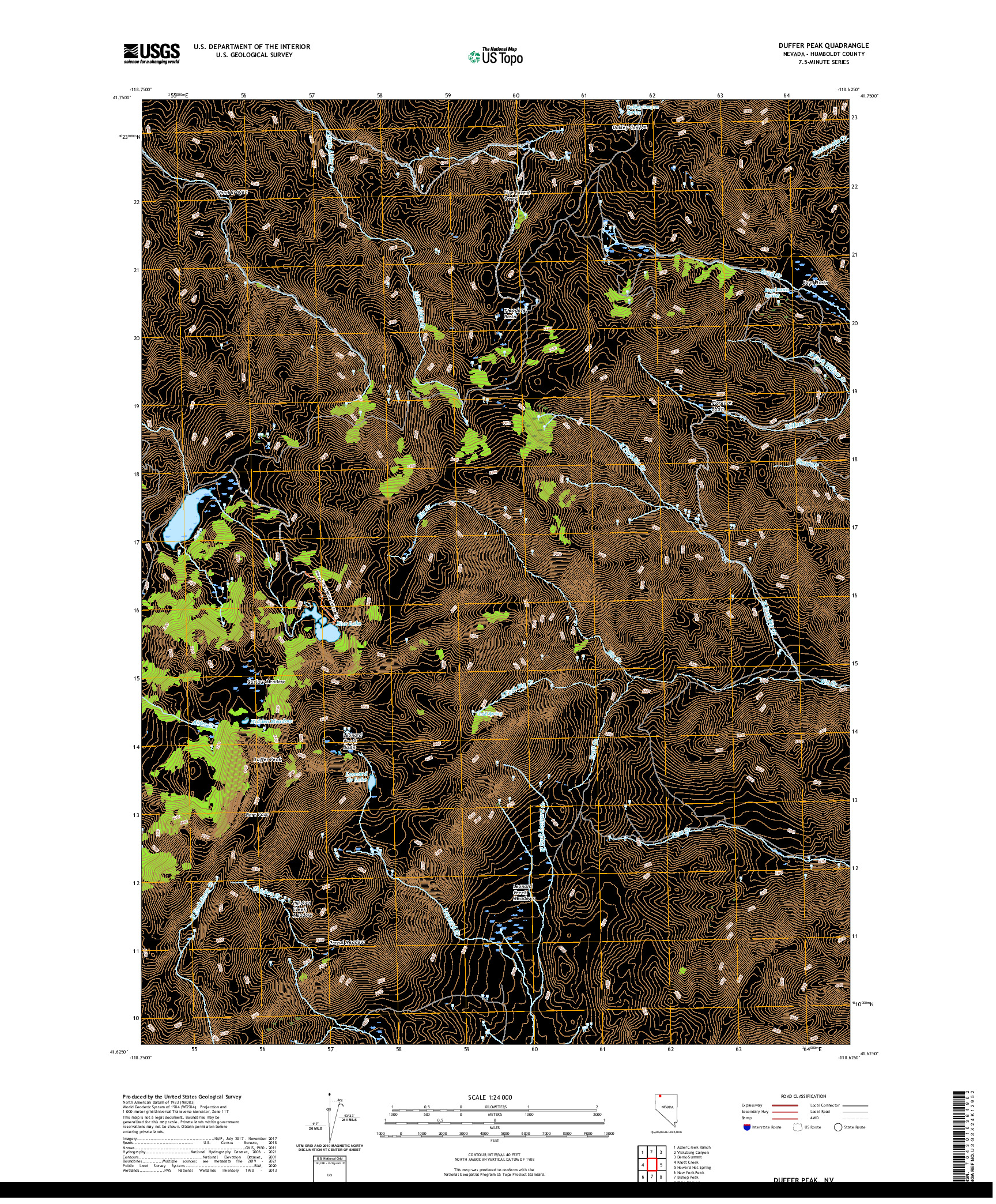 US TOPO 7.5-MINUTE MAP FOR DUFFER PEAK, NV