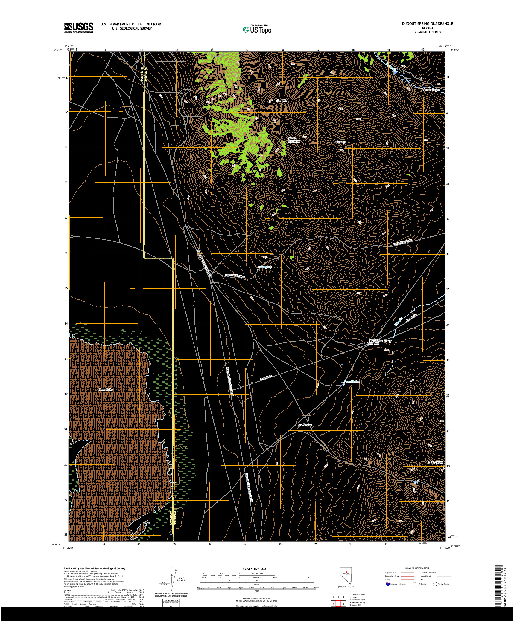 US TOPO 7.5-MINUTE MAP FOR DUGOUT SPRING, NV