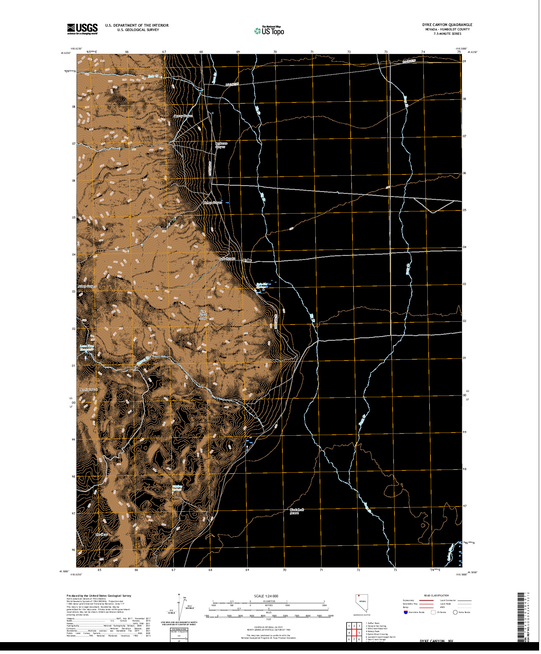 US TOPO 7.5-MINUTE MAP FOR DYKE CANYON, NV