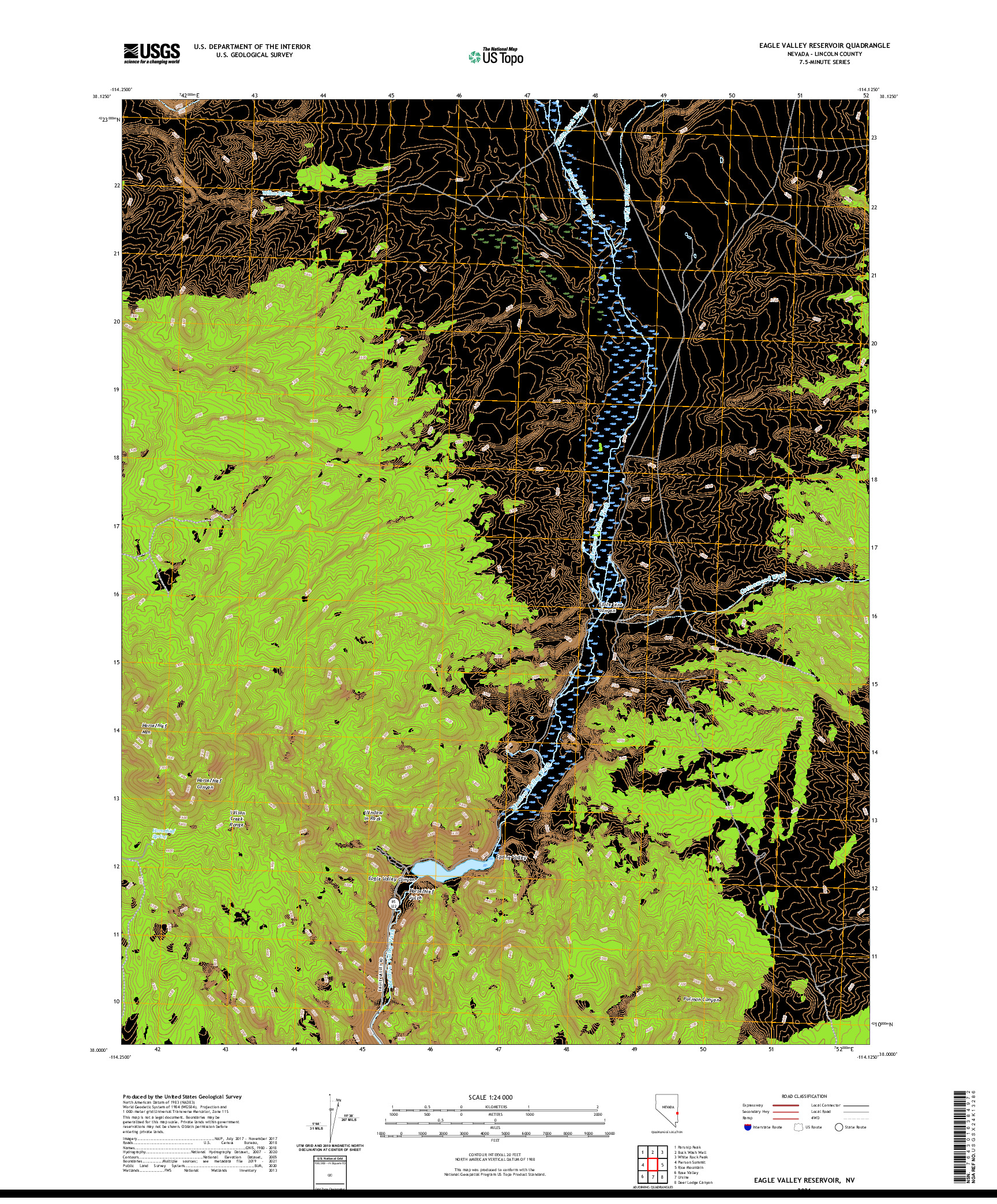 US TOPO 7.5-MINUTE MAP FOR EAGLE VALLEY RESERVOIR, NV