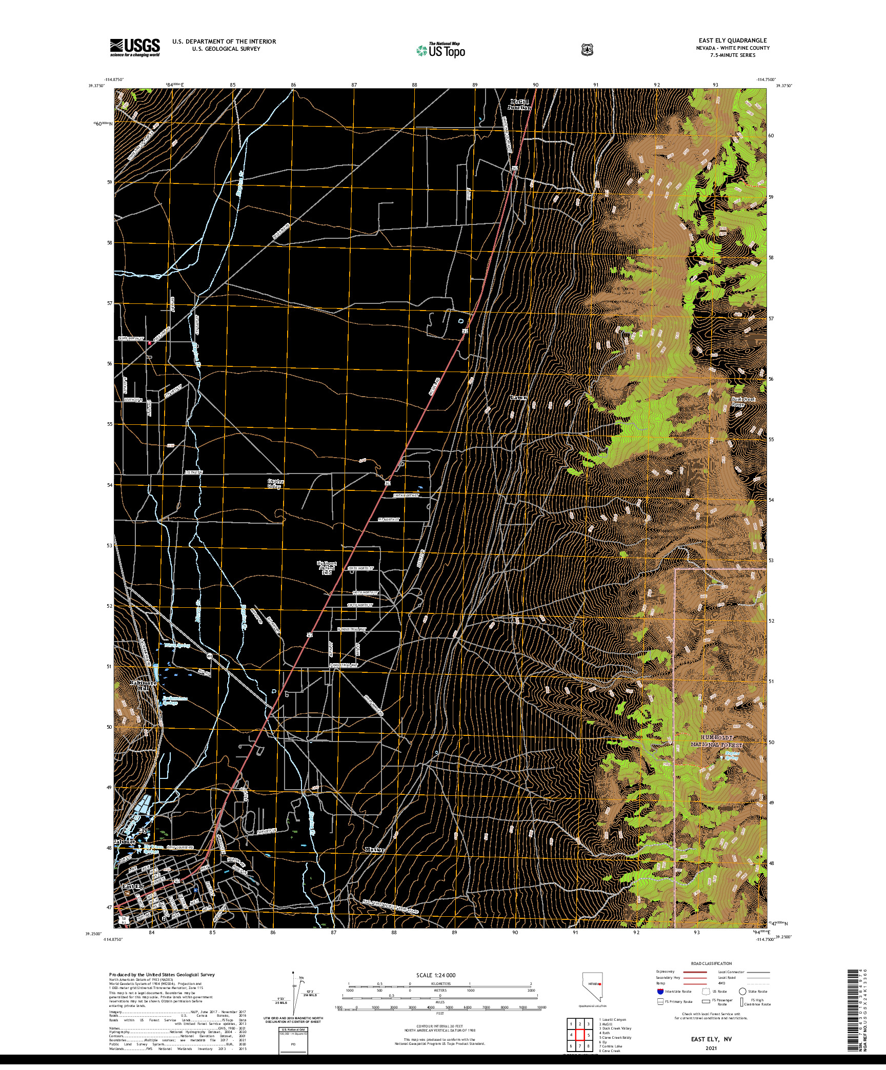 US TOPO 7.5-MINUTE MAP FOR EAST ELY, NV