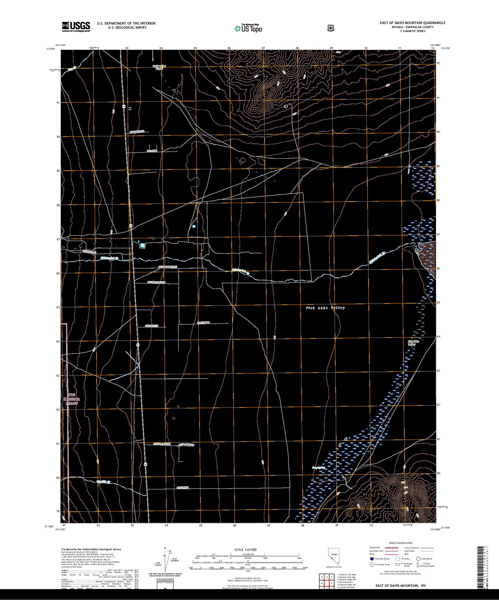 US TOPO 7.5-MINUTE MAP FOR EAST OF DAVIS MOUNTAIN, NV