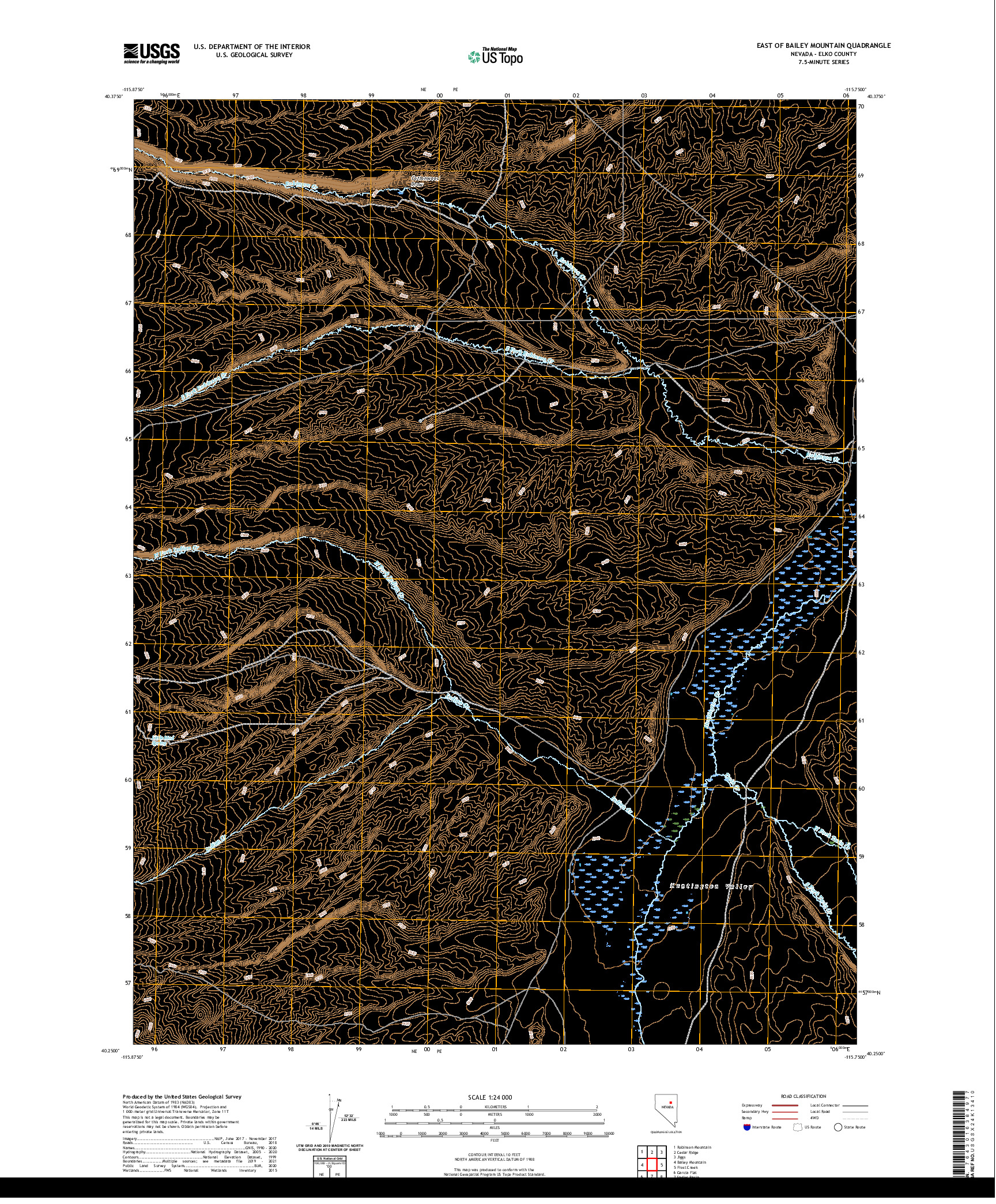 US TOPO 7.5-MINUTE MAP FOR EAST OF BAILEY MOUNTAIN, NV