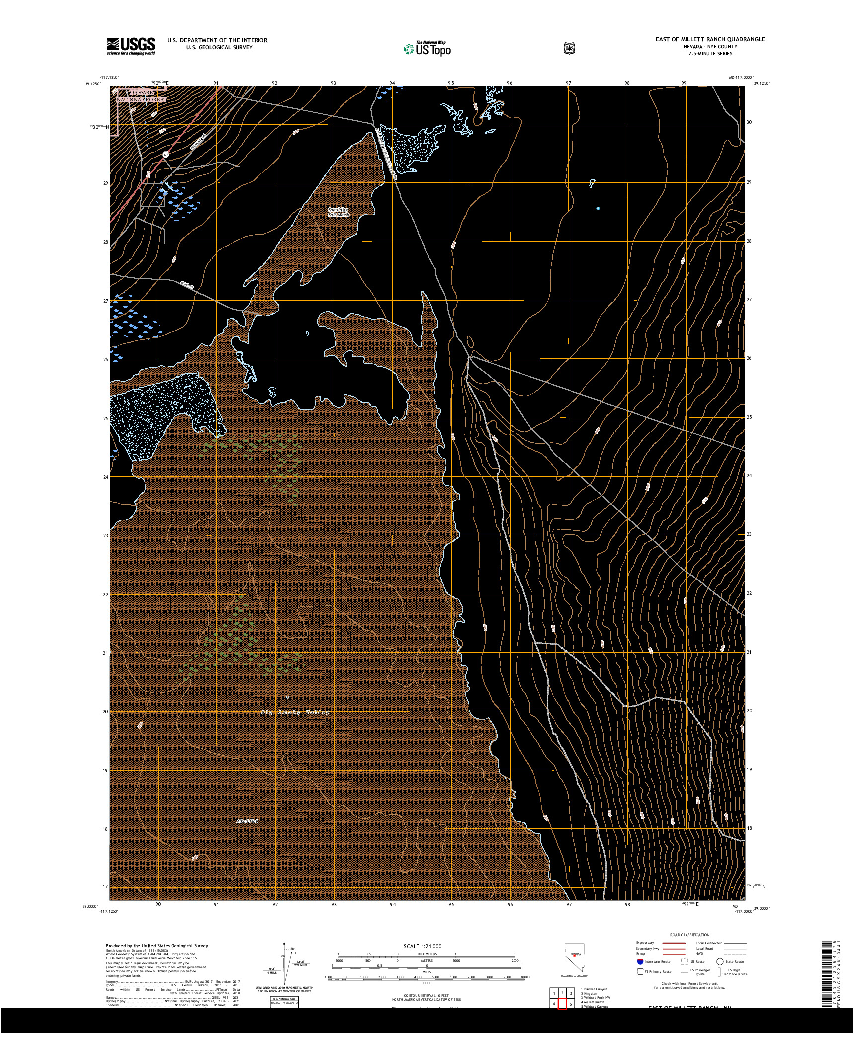 US TOPO 7.5-MINUTE MAP FOR EAST OF MILLETT RANCH, NV