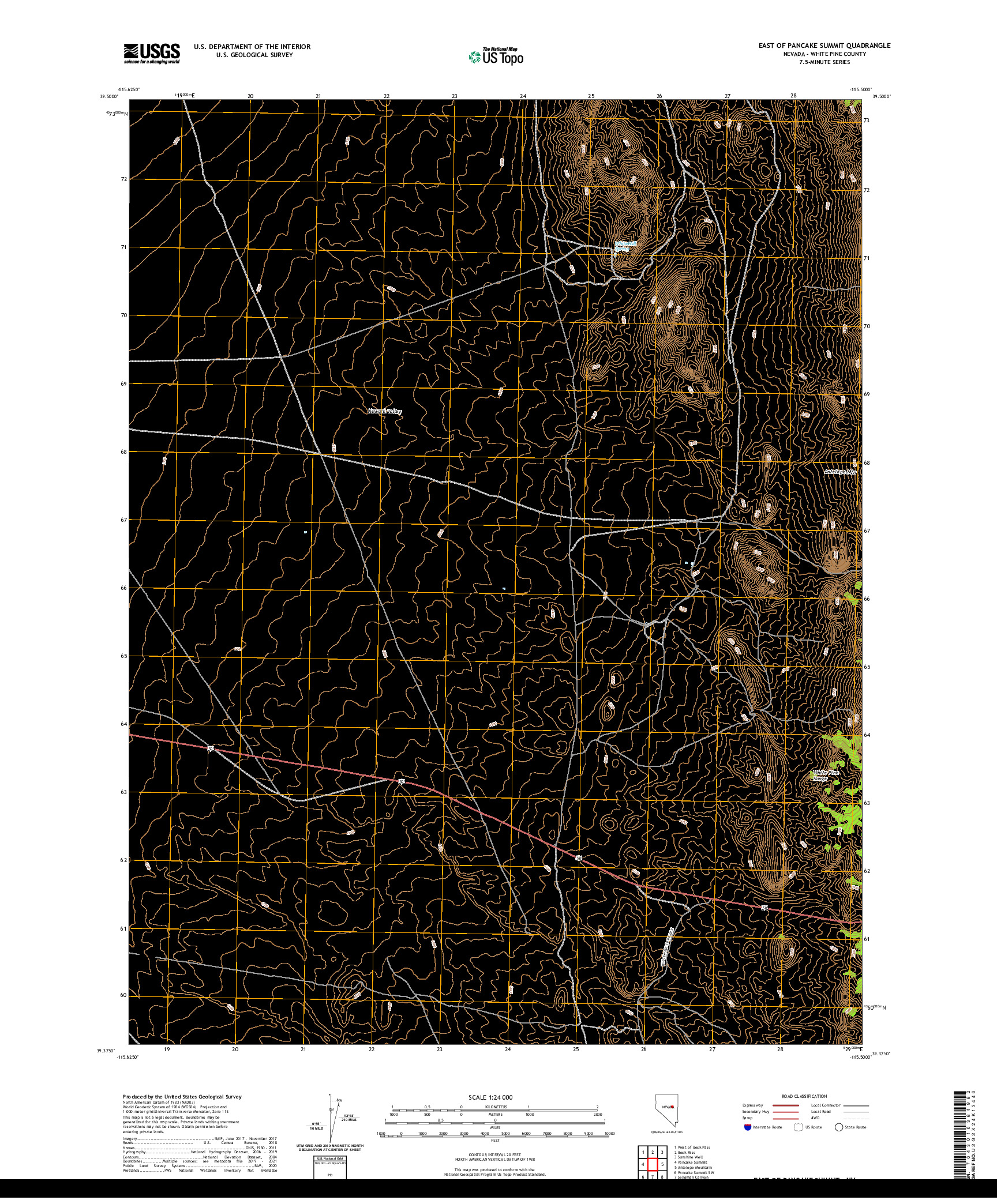 US TOPO 7.5-MINUTE MAP FOR EAST OF PANCAKE SUMMIT, NV